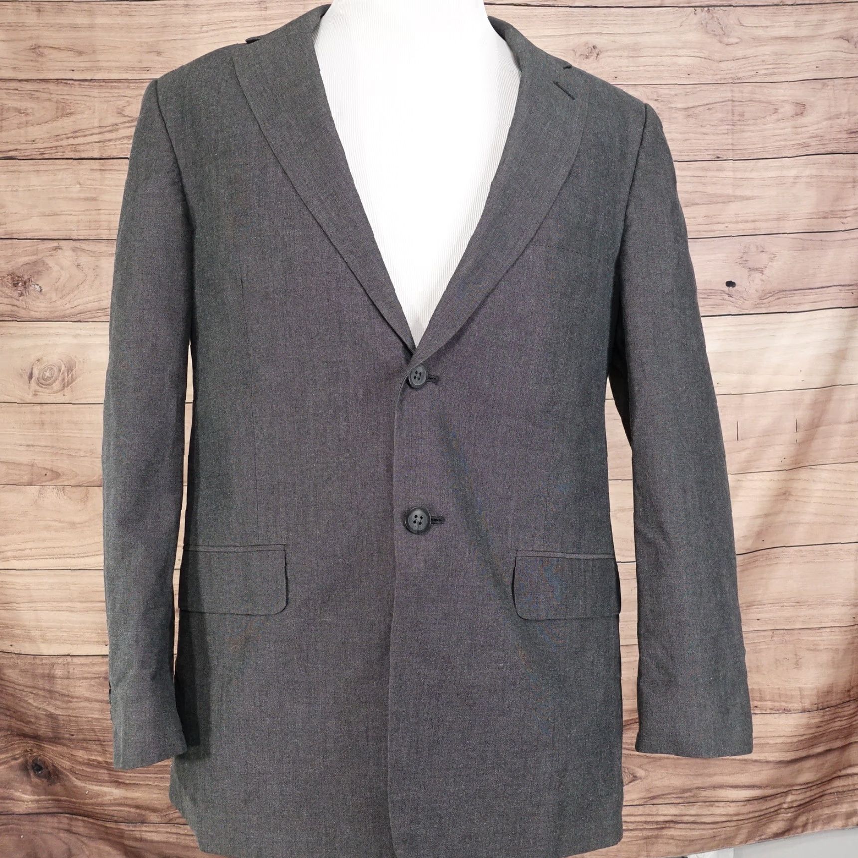 Stafford STAFFORD GREY SUIT JACKET SIZE 42 REGULAR | Blazer | Solid Cotton Silk | Business Casual | Mens Size 42R - 3 Thumbnail