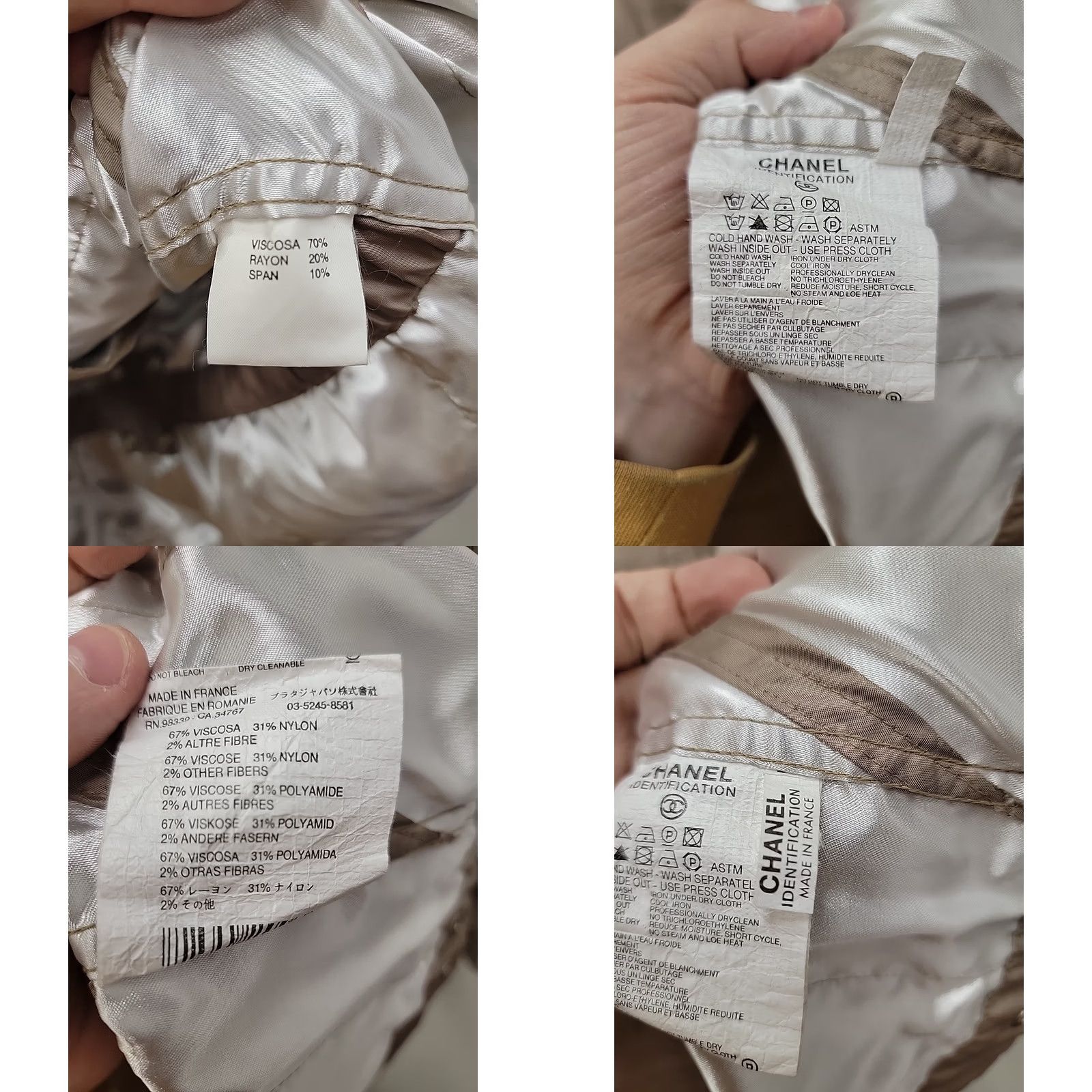 Chanel VINTAGE CHANEL Logo Jacket Full Zip Womens Jacket 44 Beige 90s Lined Rayon Viscose Size M / US 6-8 / IT 42-44 - 8 Thumbnail