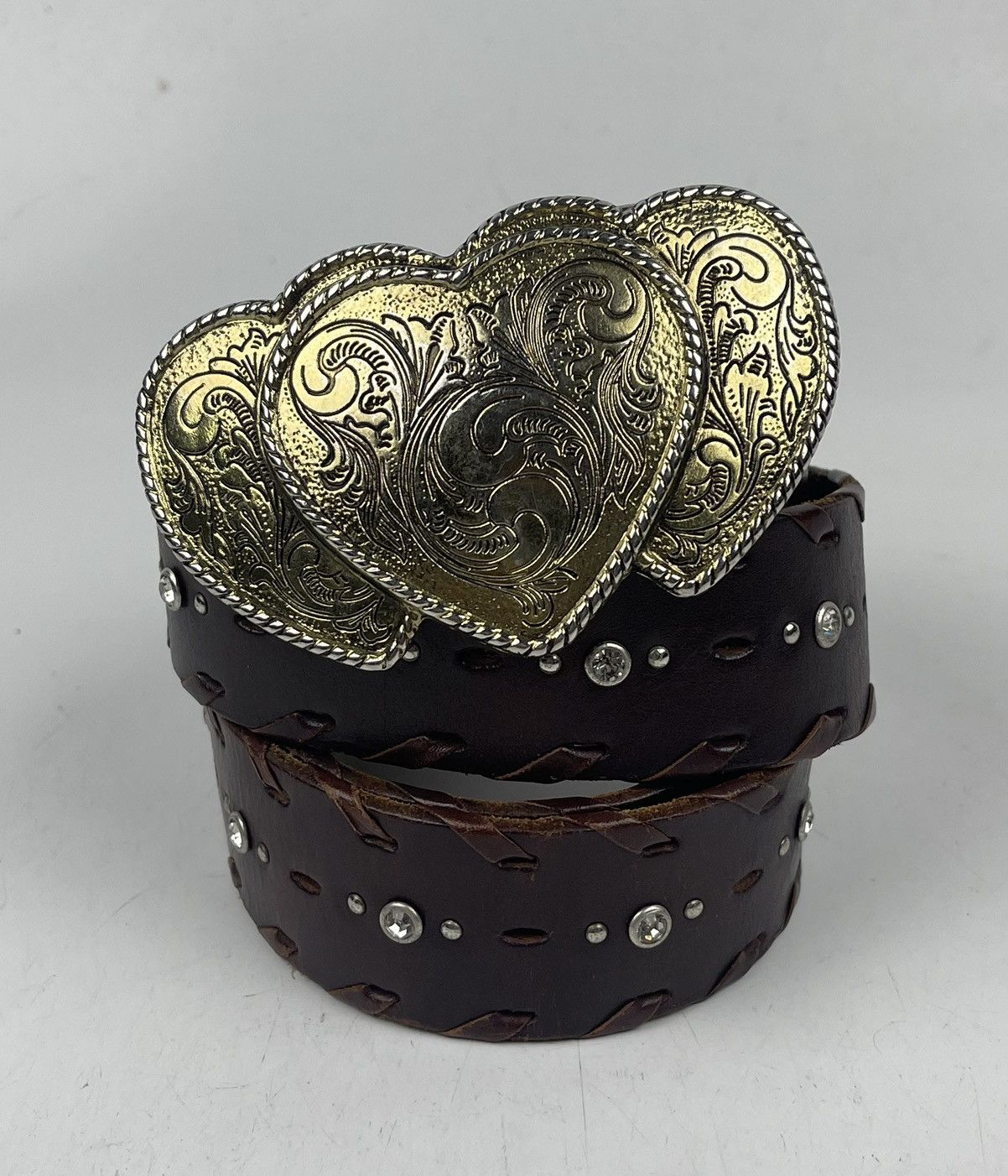 Japanese Brand big buckle studded leather belt tc33 Size 36 - 1 Thumbnail