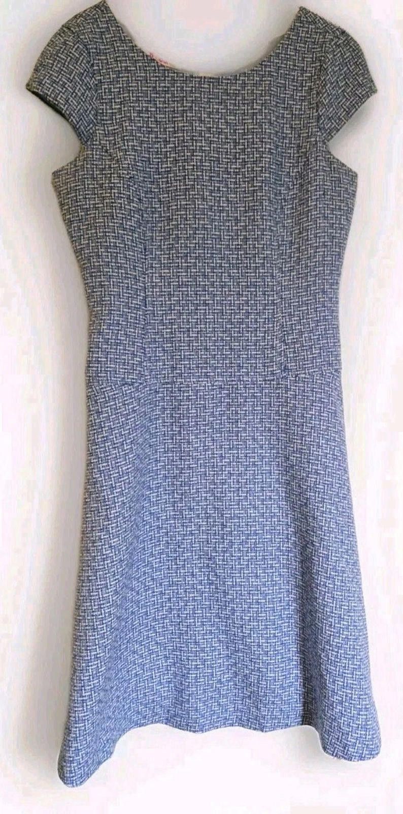 Nice Collective 9 & CO Midi Dress Size 6 Blue White Tweed Fit And Flare A Li Size M / US 6-8 / IT 42-44 - 1 Thumbnail