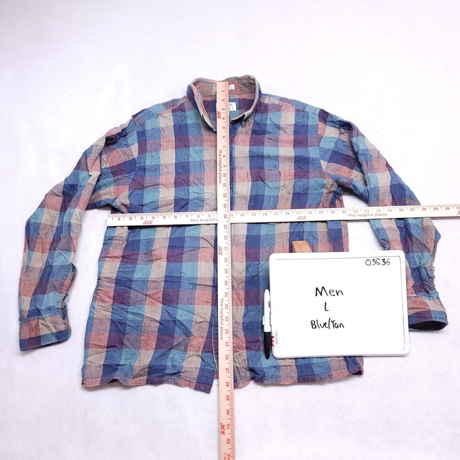 Arrow Arrow Gingham Flannel Casual Shirt Mens Size Large L Blue Size US L / EU 52-54 / 3 - 6 Thumbnail