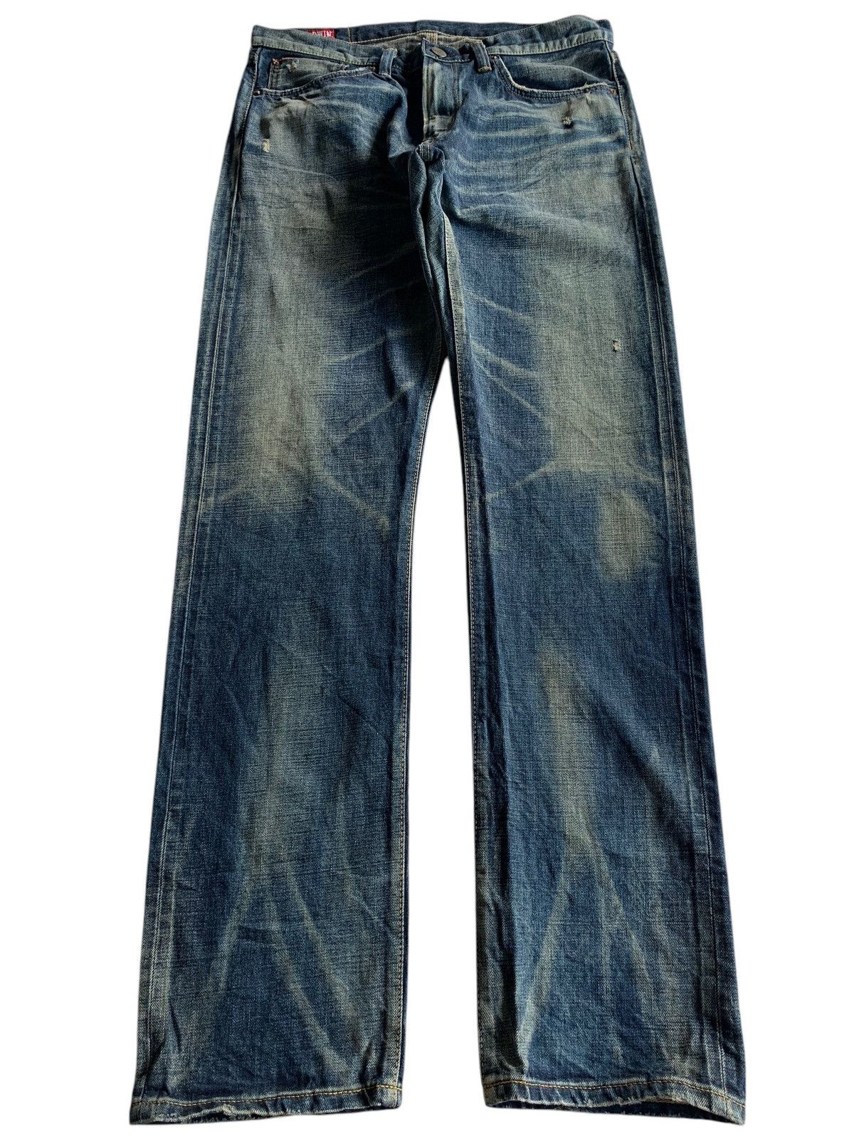 Rare💥EDWIN 5052RV SELVEDGE RUSTY MUDMAX DISTRESSED DENIM