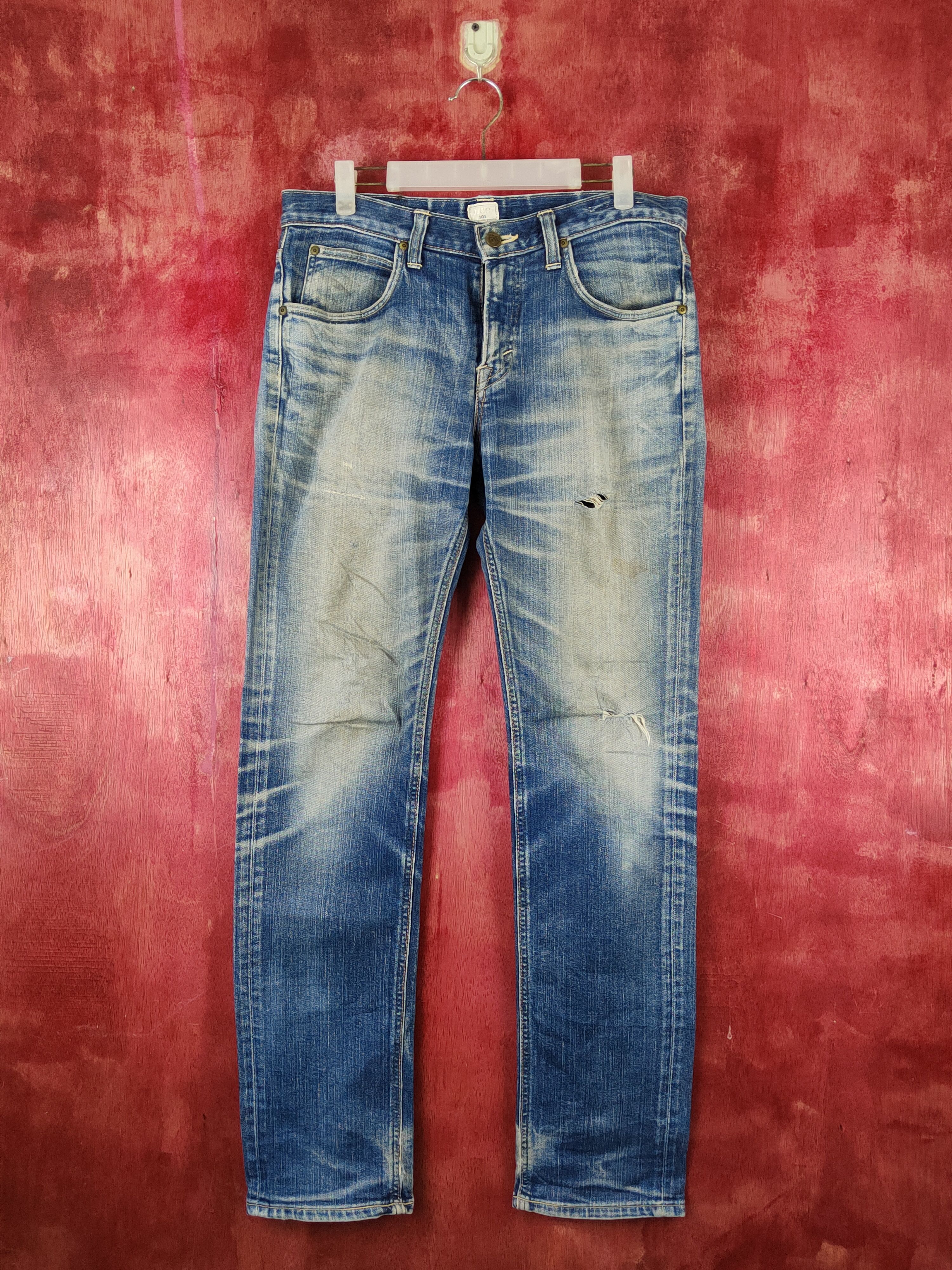 Japanese Brand Lee Blue Faded Distressed Ripped Jeans #S2242 Size US 32 / EU 48 - 1 Thumbnail
