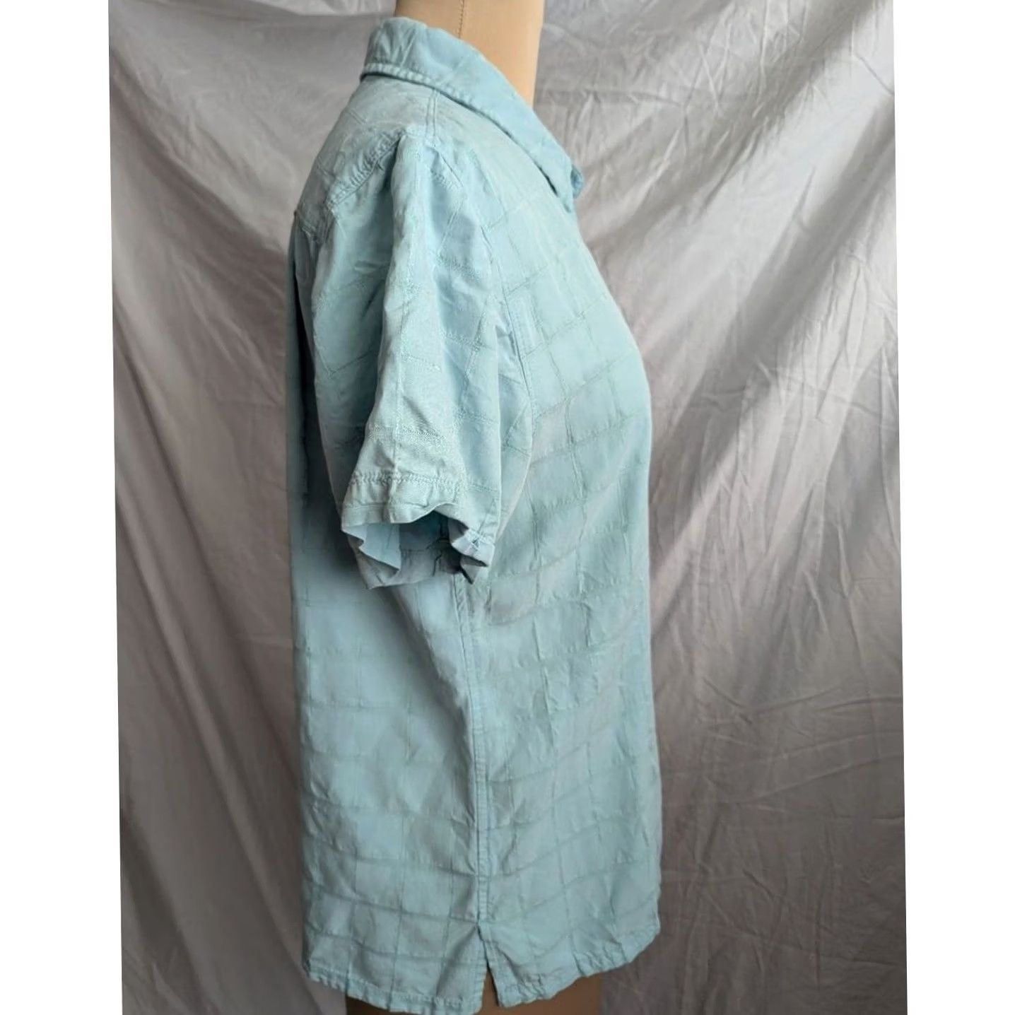 Vintage Allegheny Trail Light Blue Textured Windowpane Grid Short Sleeve Button Up Shirt Womens L Size L / US 10 / IT 46 - 3 Thumbnail