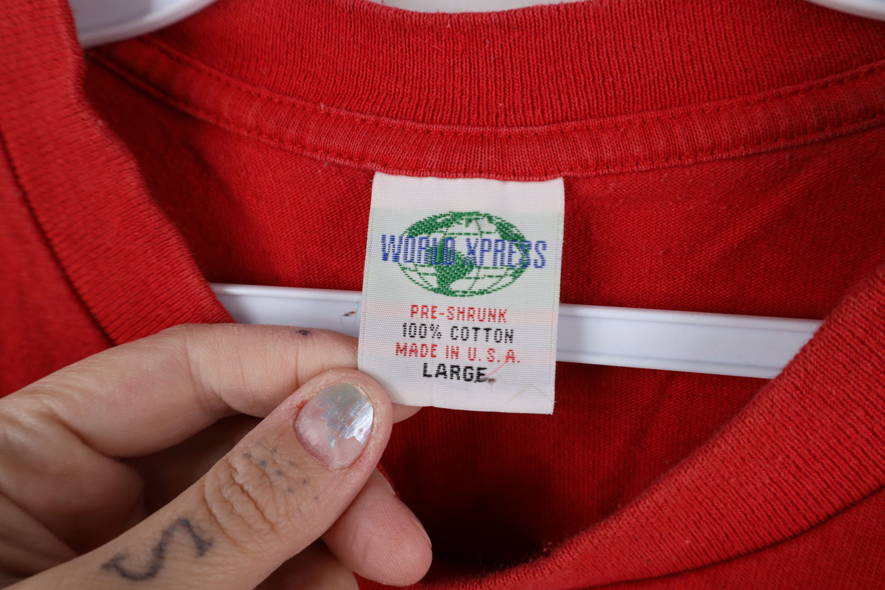 Vintage Vintage 90s Streetwear Short Sleeve T-Shirt Red Cotton USA Size US L / EU 52-54 / 3 - 4 Thumbnail