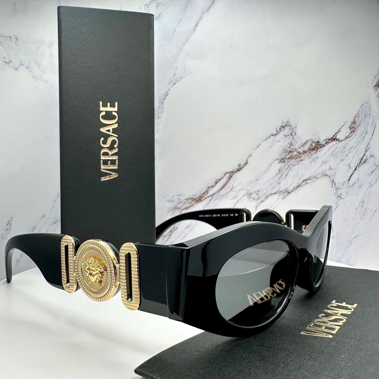 Versace New Versace Sunglasses Black Gold Seen On Sabrina Carpenter Size ONE SIZE - 11 Thumbnail
