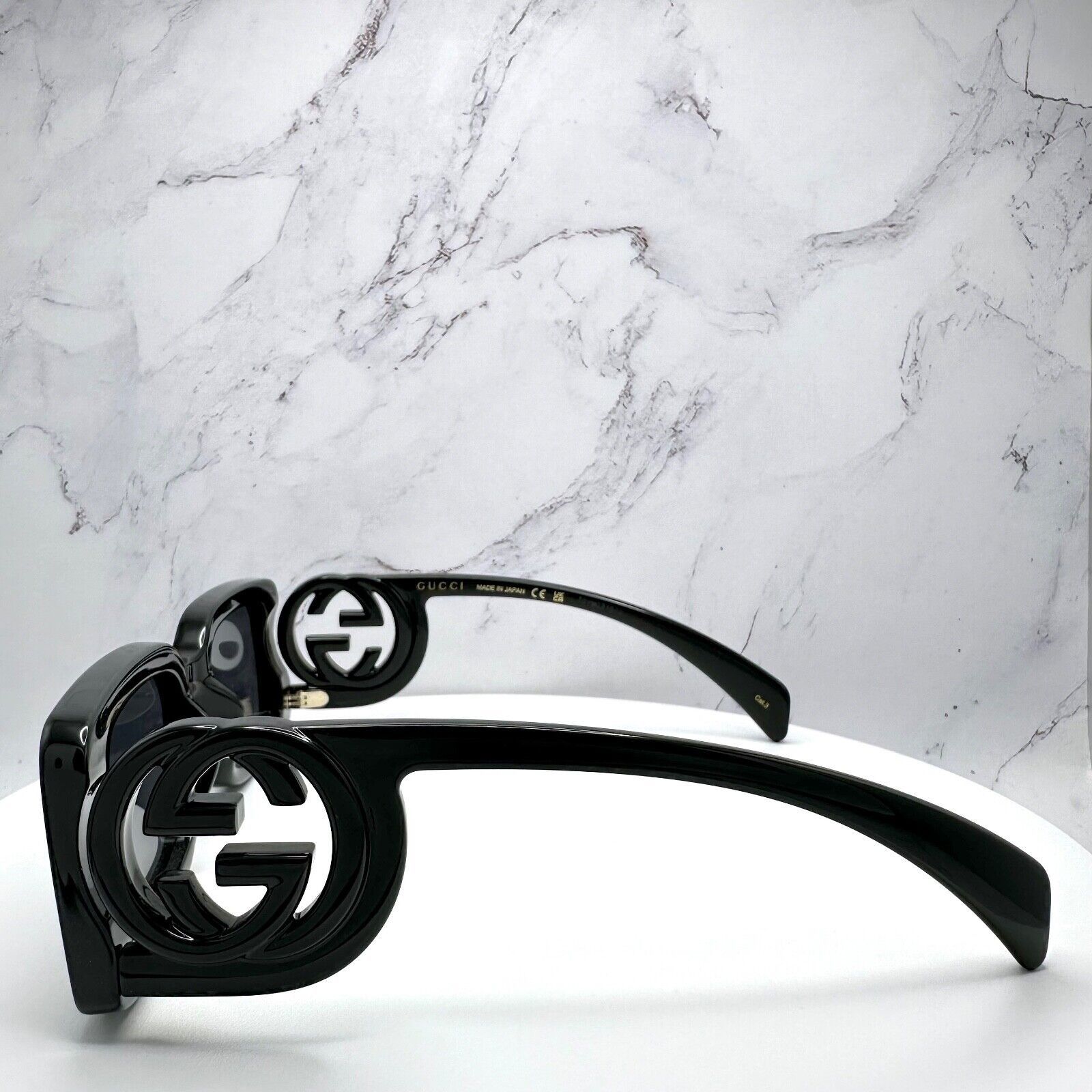 Gucci Gucci Black Sunglasses Square Interlocking GG Logo New Size ONE SIZE - 8 Thumbnail