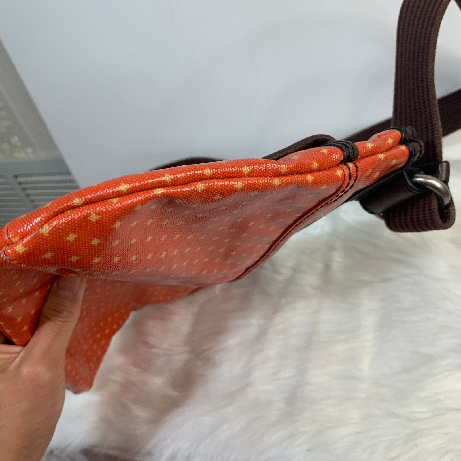 Fossil Fossil Waxed Canvas And Leather Orange Key-per Crossbody Size ONE SIZE - 9 Thumbnail