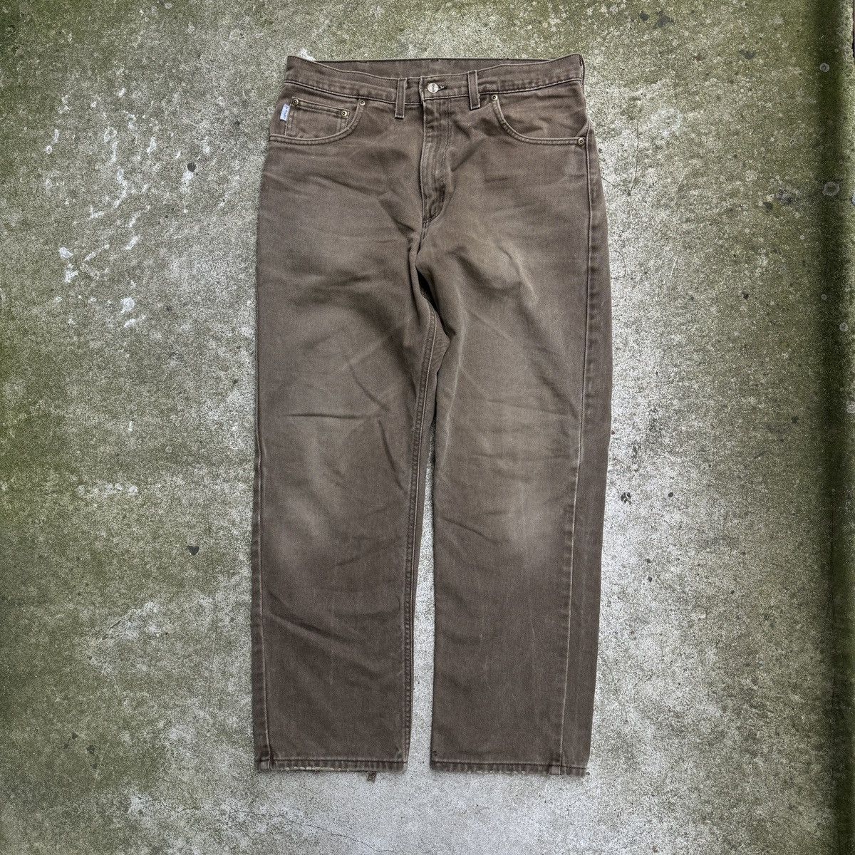 90s Carhartt Faded Green Thrashed Jeans ERD Grunge Chrome