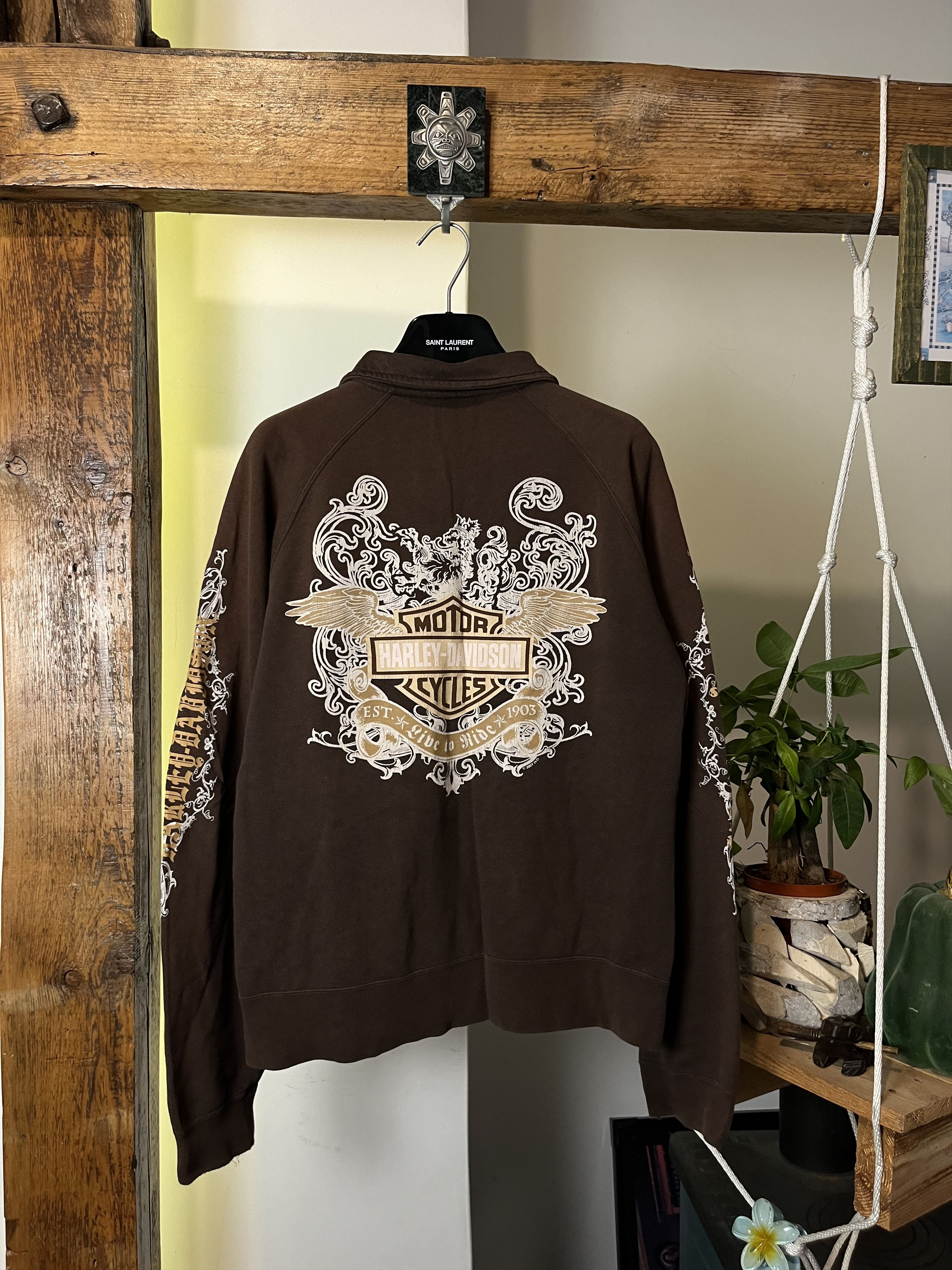 Harley Davidson × Vintage Vintage y2k Harley Davidson Bike Zip Sweatshirt Size US M / EU 48-50 / 2 - 1 Thumbnail