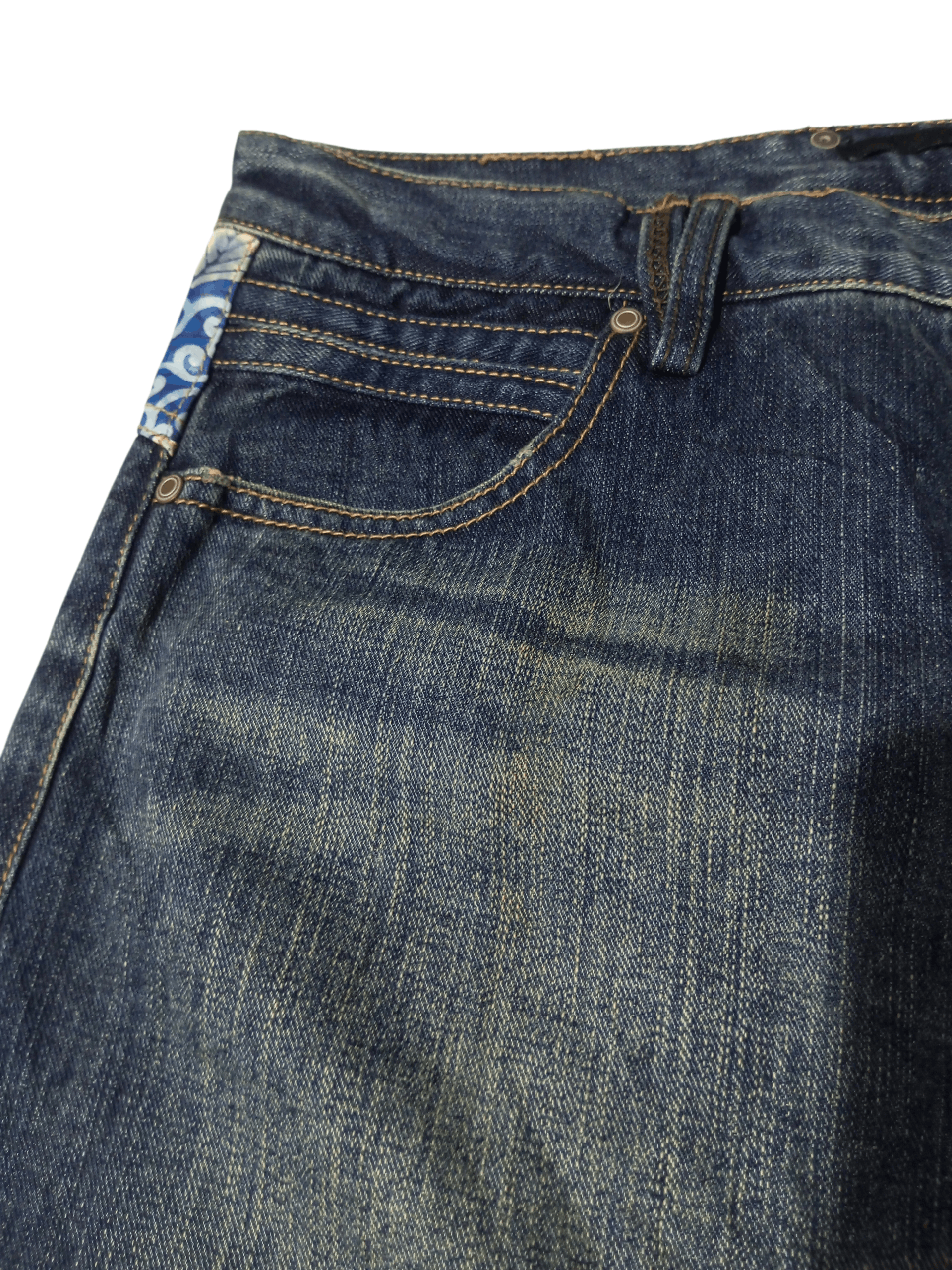 Karakuri Tamashii Vintage exhibitionist embroidery distressed flared denim Size US 33 - 9 Thumbnail