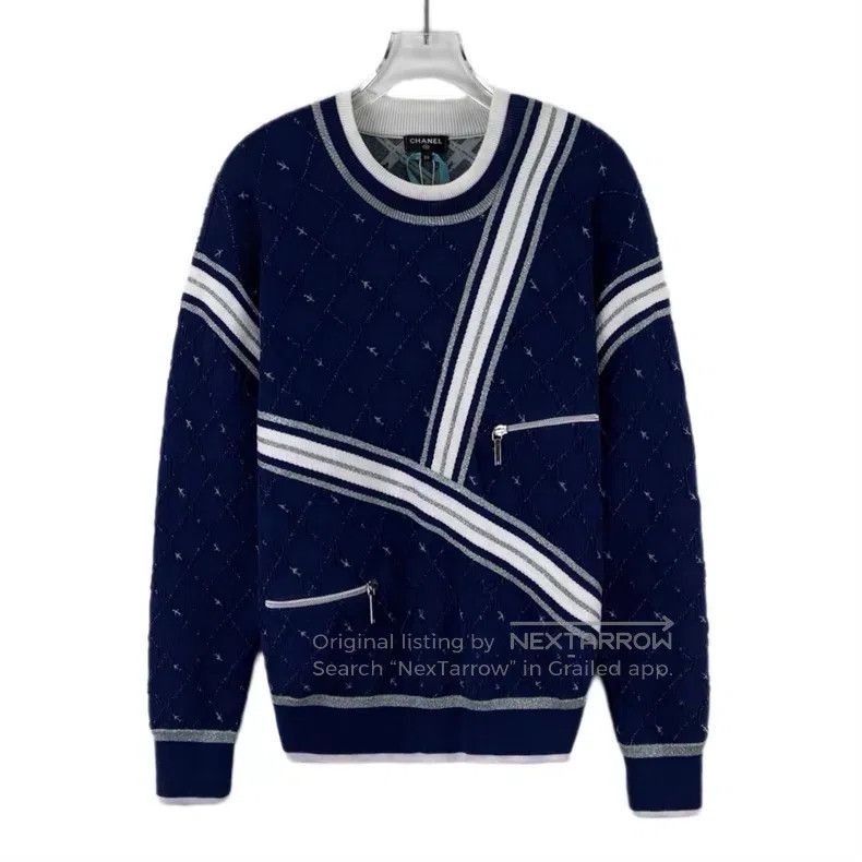 Chanel Chanel Airport Series Dark Blue Asymmetrical Striped Desig Size XXS / US 00 / IT 34 - 1 Thumbnail