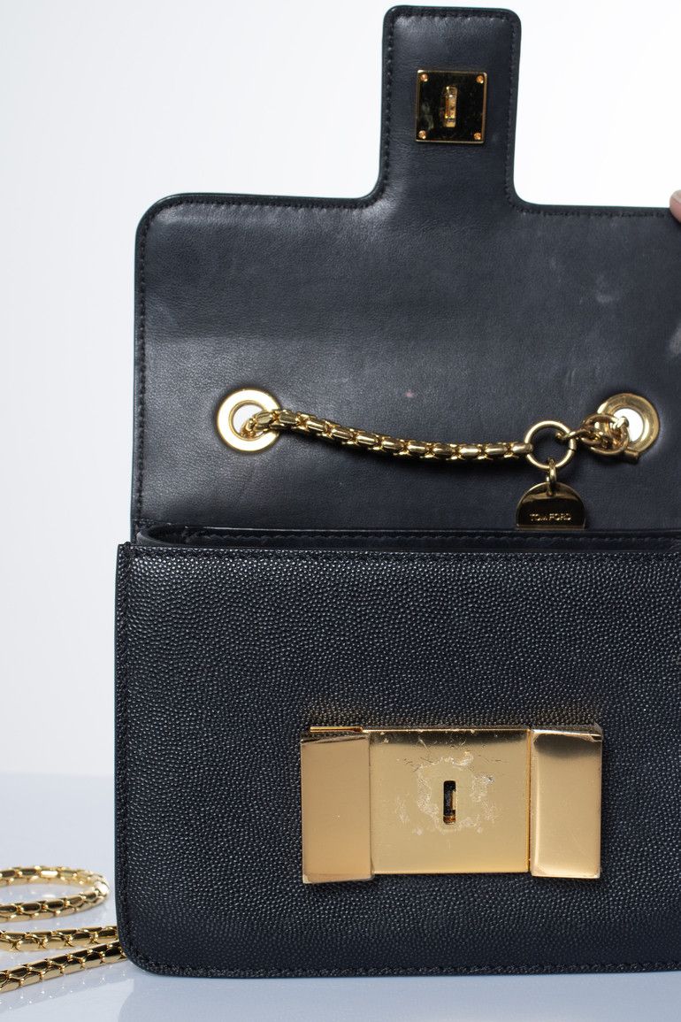 Tom Ford Tom Ford, Black grained leather Sienna bag Size ONE SIZE - 7 Thumbnail
