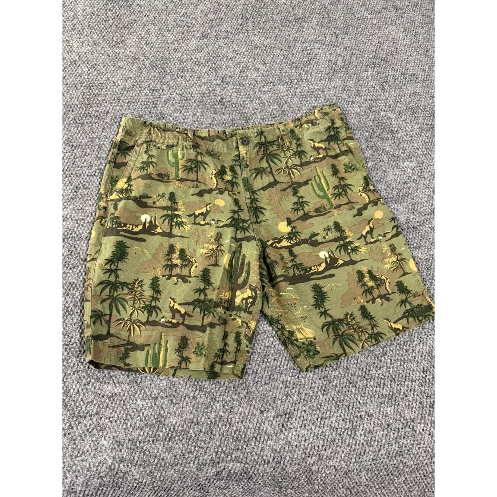 Lucky Brand Lucky Brand Shorts Mens 38 Camouflage Green Linen Cotton Spandex Chino Desert Western Cowboy Pockets Flat Front Regular Fit Casual Summer Spring Mens Size US 38 / EU 54 - 2 Thumbnail