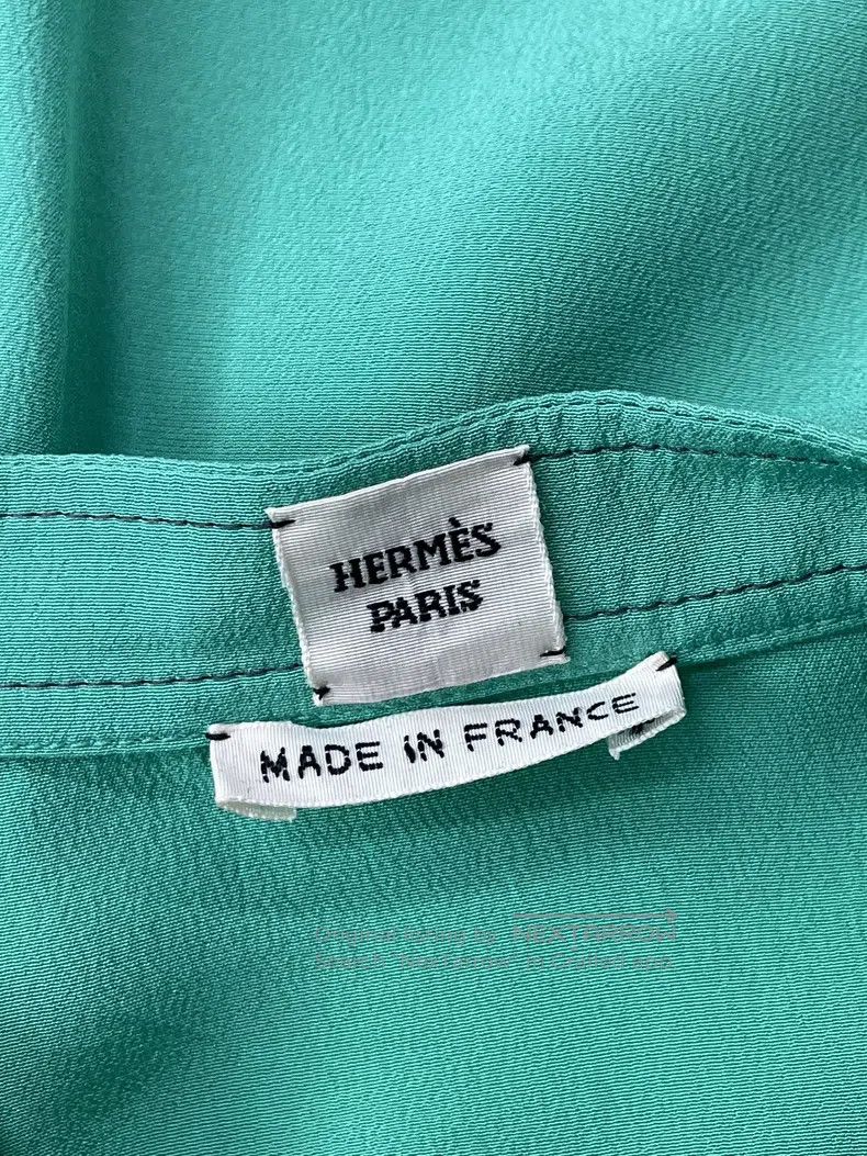 Hermes Hermes Green tie-dyed silk blouse Size XXS / US 00 / IT 34 - 4 Thumbnail