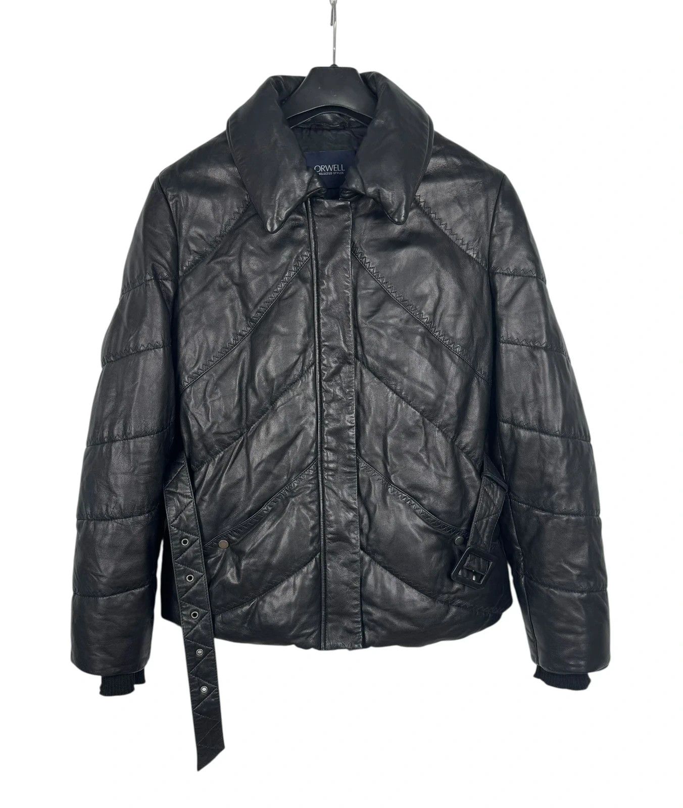 Orwell Genuine Leather Down Puffer Jacket Belted size M