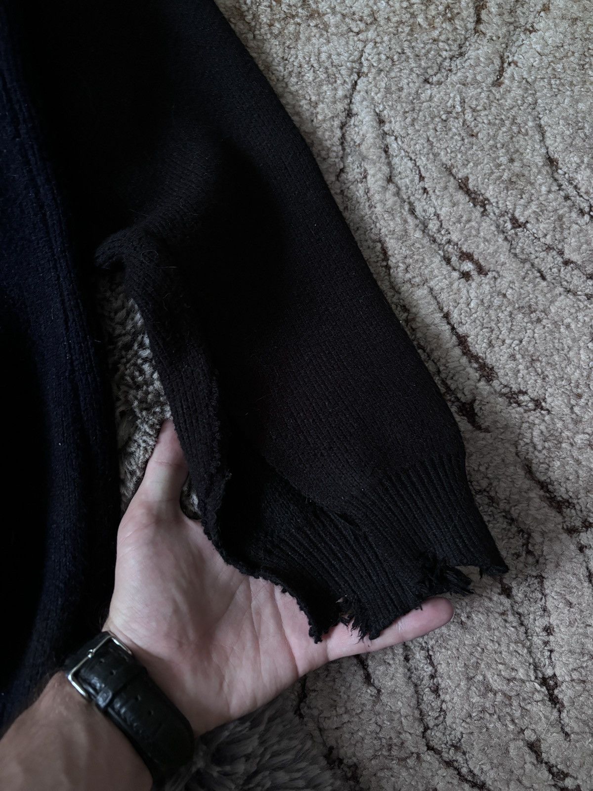 Japanese Brand Opium Junya Watanabe style black distressed sweater Size US L / EU 52-54 / 3 - 7 Thumbnail