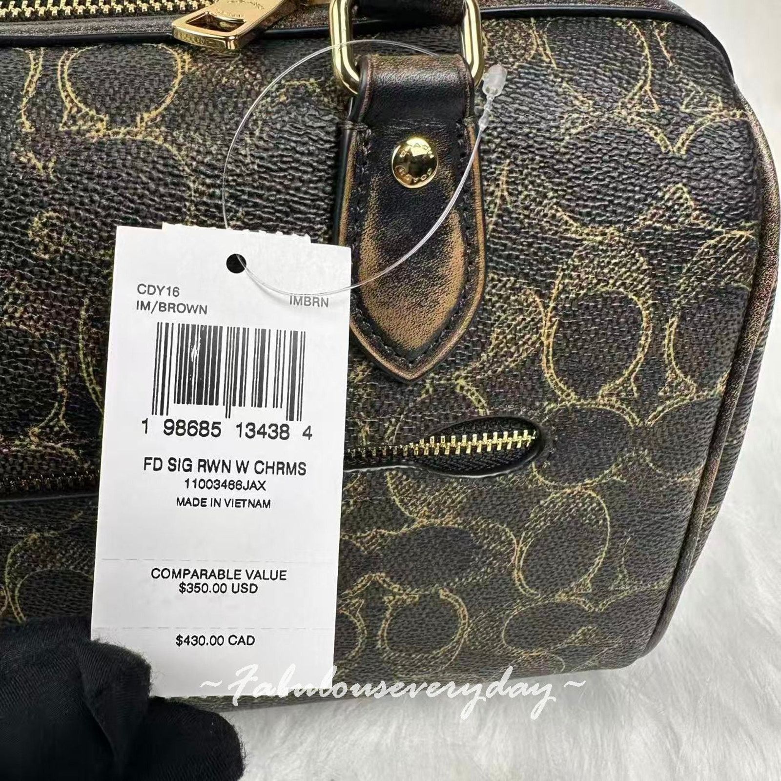 Coach Coach Rowan Satchel Loved Signature Canvas Charms Gold/Brown Size ONE SIZE - 4 Thumbnail