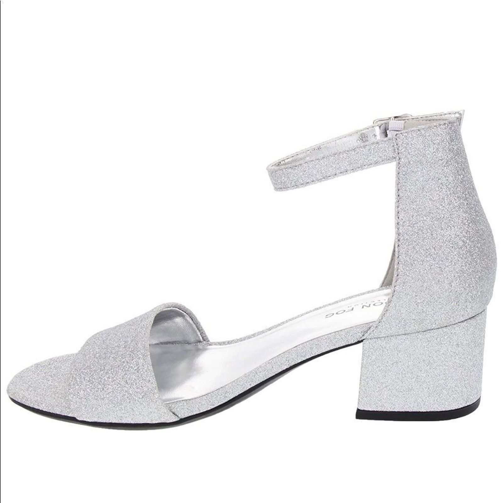 London Fog London Fog Block Heel Sandal sz 7.5 Silver NEW #8-X Size US 7.5 / IT 37.5 - 5 Thumbnail