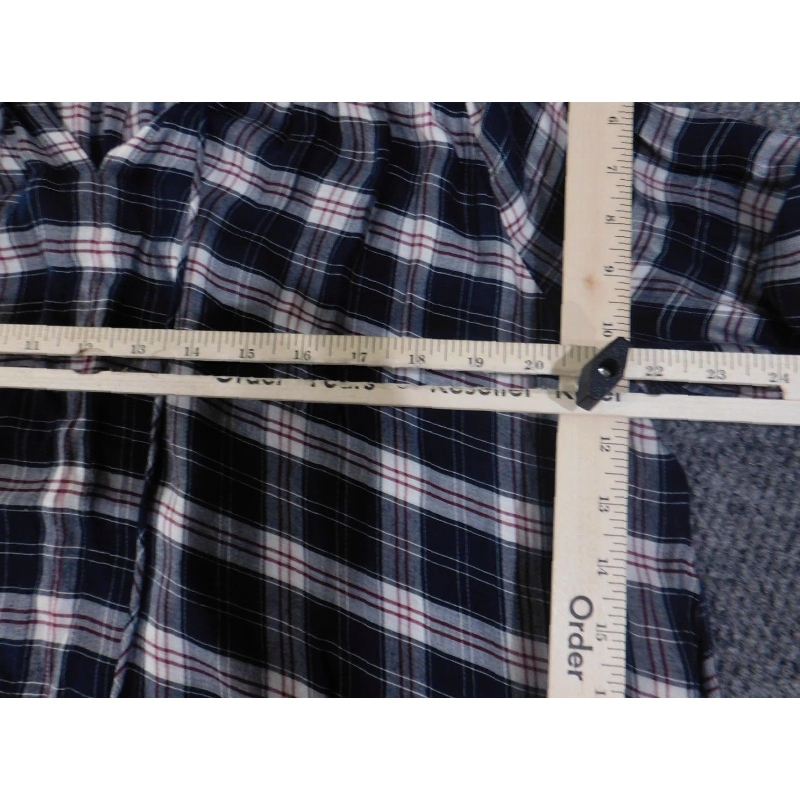 Loft LOFT Shirt Womens Large Navy Plaid Peasant Blouse 3/4 Sleeve V-Neck Raglan Flowing Blouse Womens L Navy Plaid Decade Pattern Shirt Size L / US 10 / IT 46 - 7 Thumbnail