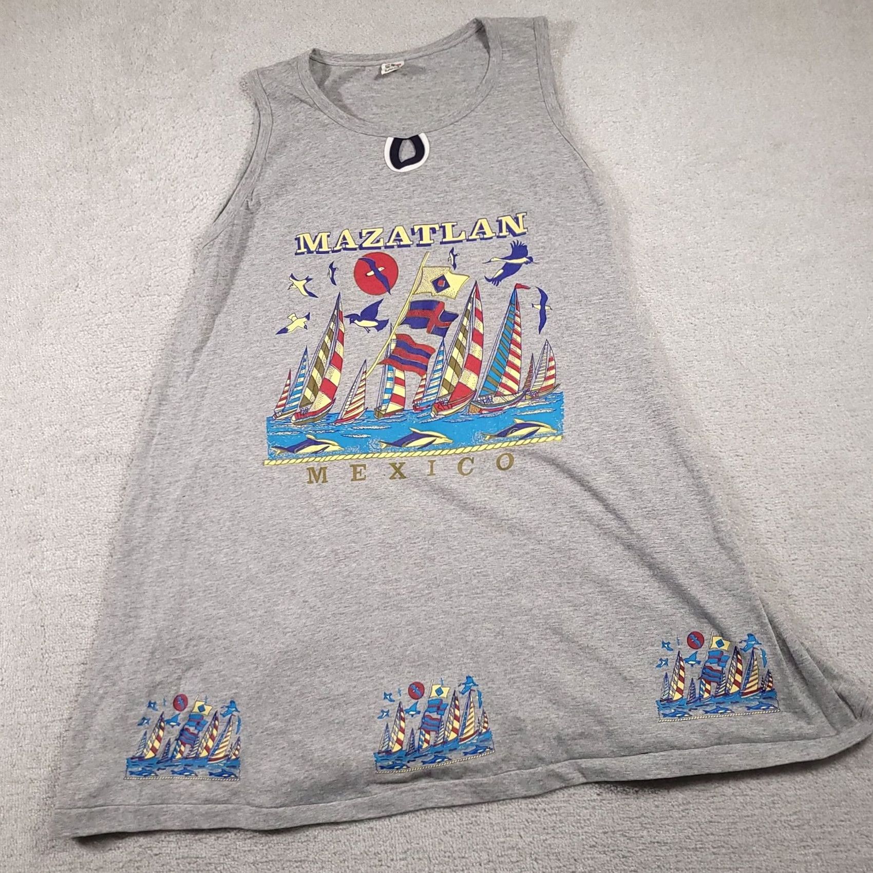Vintage VINTAGE Mazatlan Dress Womens Large Gray Sleeveless Tank Sailboat Graphic 90s Lalos Shirt Dress Mens? Size L / US 10 / IT 46 - 2 Thumbnail