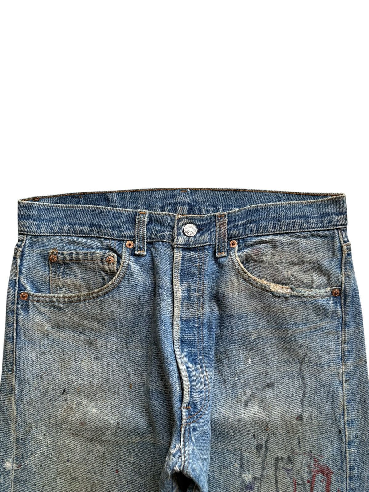 Levi's Vintage 90s Levis 501 Mud Wash Splattered Patched Jeans Size US 31 - 4 Thumbnail