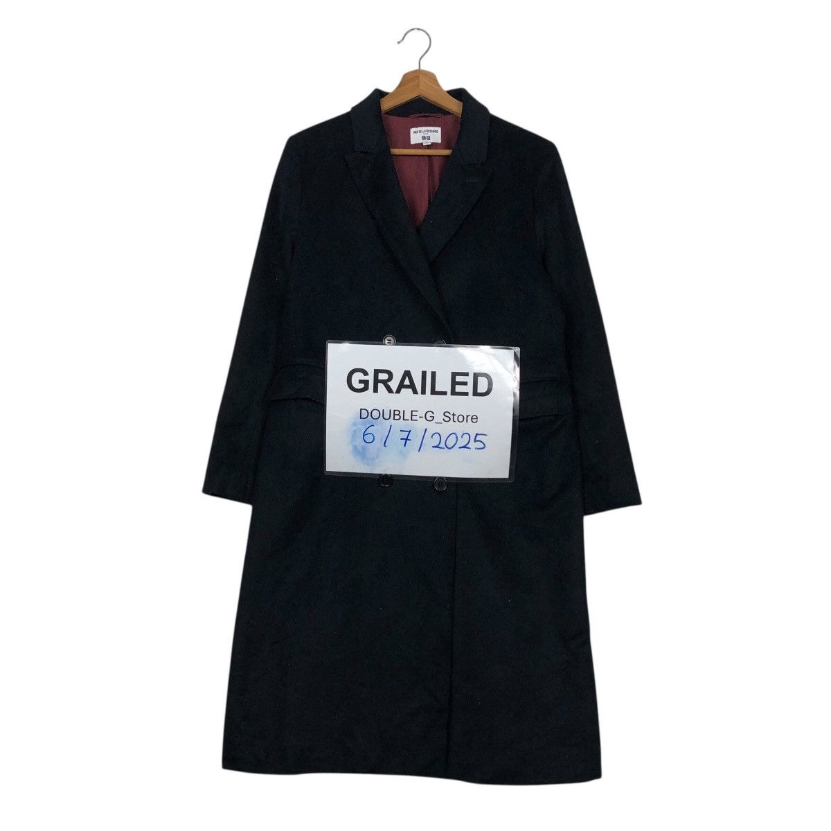 Japanese Brand 📌Rich Black Long Jacket Double Breast Ines De La Fressange Size US XL / EU 56 / 4 - 1 Thumbnail