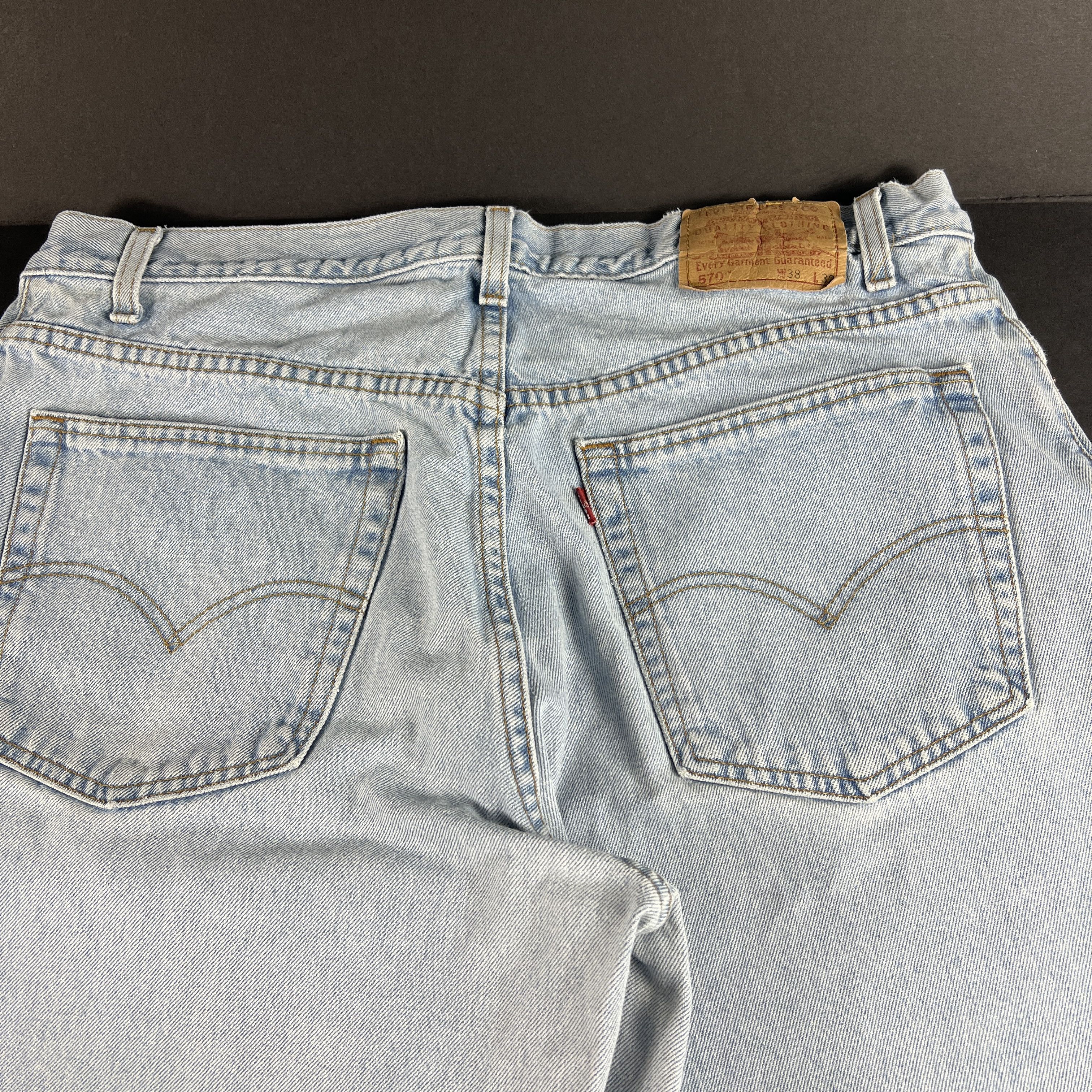 Levi's × Vintage Y2K Levi's Jeans 570 Baggy Light Blue Faded Cotton Denim Size US 38 / EU 54 - 12 Thumbnail
