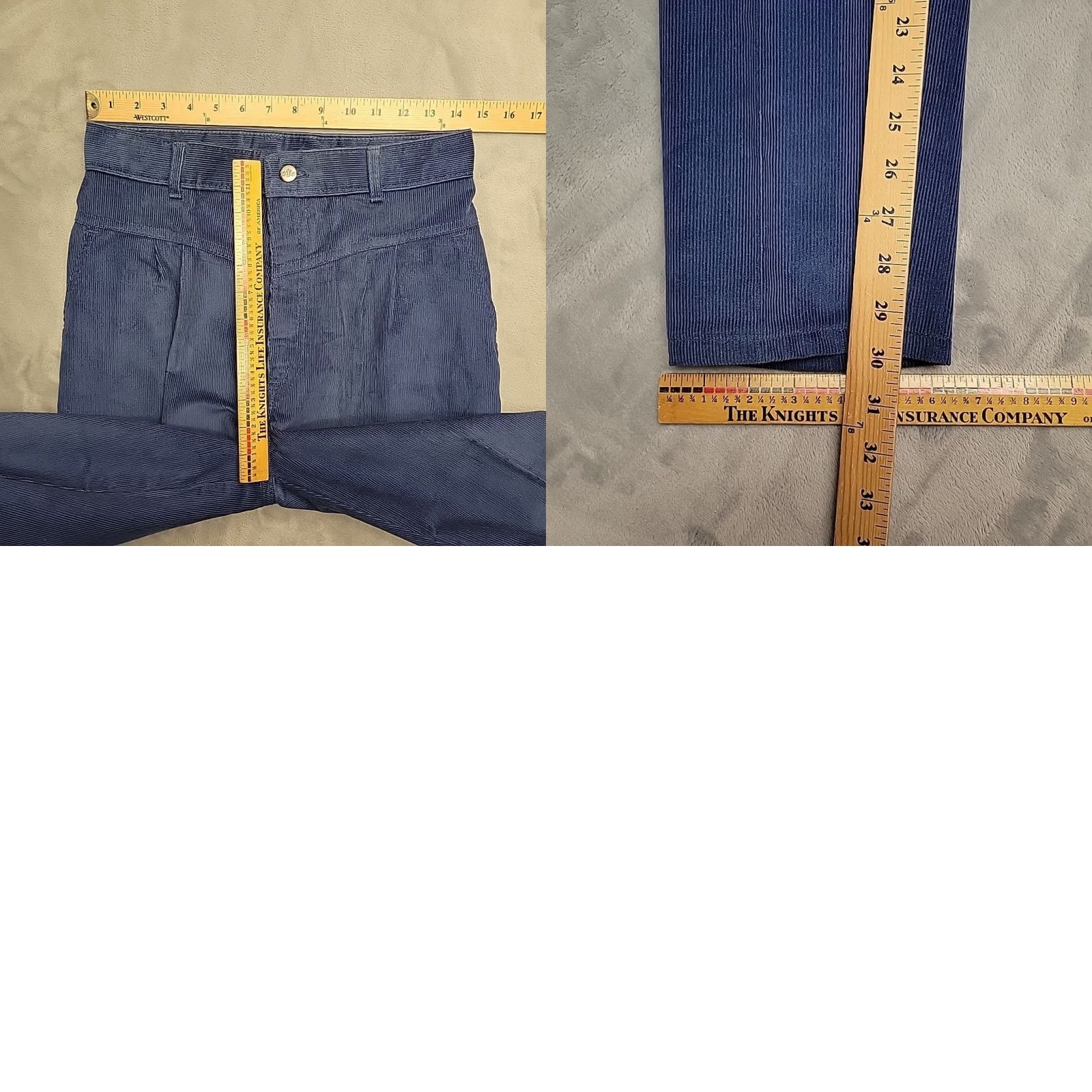 Vintage VINTAGE CHIC PANTS Womens 14 Blue Corduroy Pleated High Rise 70s Retro Casual Size 36" / US 14 / IT 50 - 8 Thumbnail