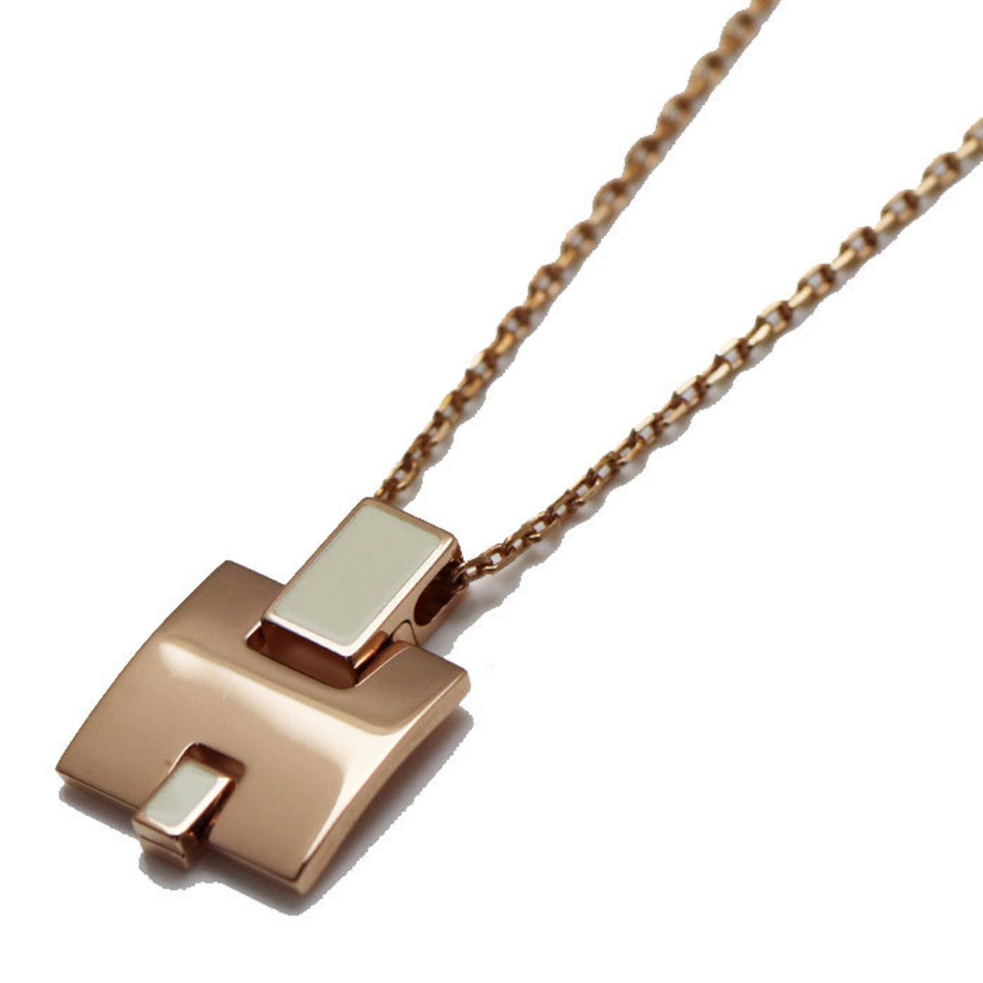 image of Hermes Gp Irene Necklace 51Cm Pink Gold/white Ladies, Women's