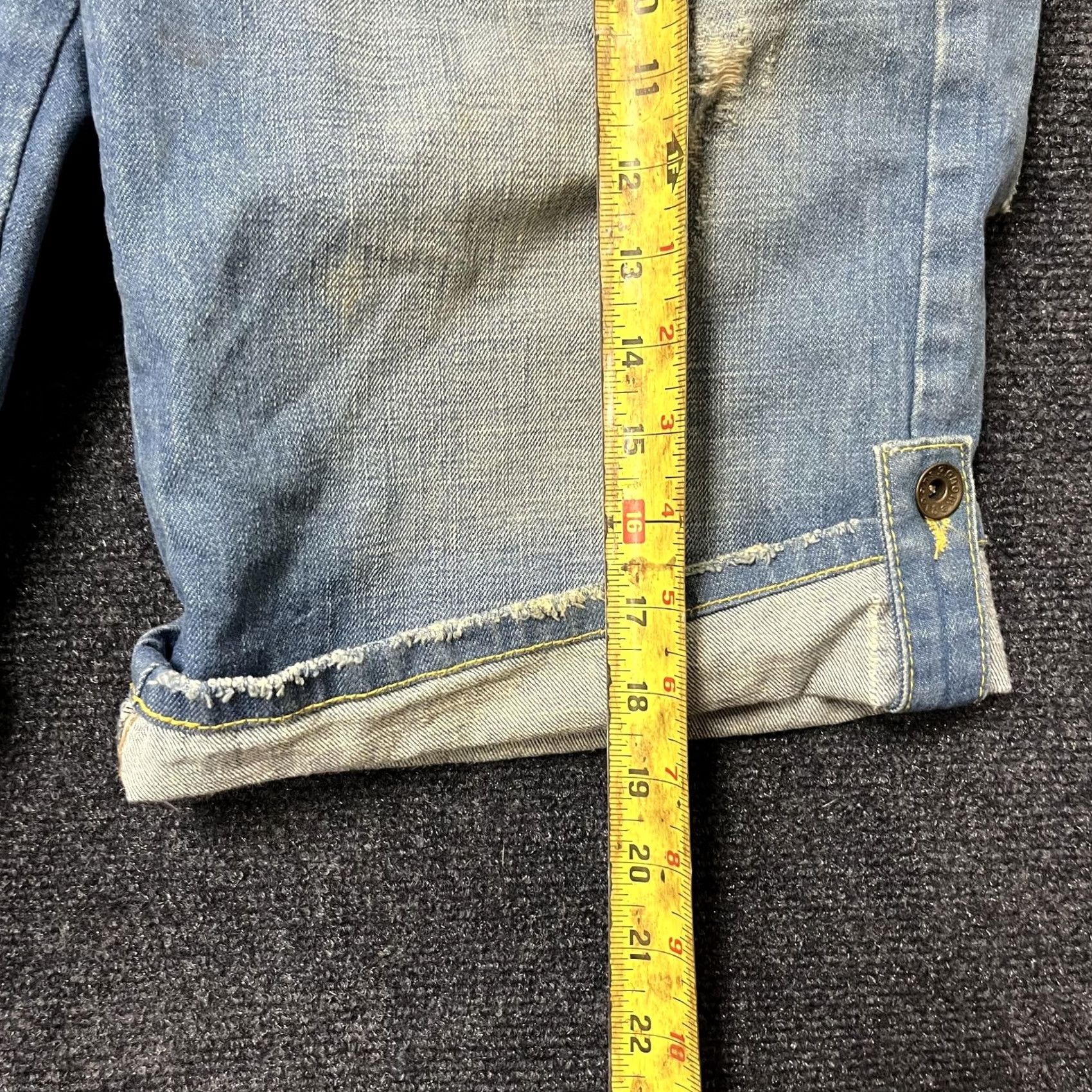 Denime Gnome Jeans Mens Shorts 34 Blue Denim Distressed Cuffed Carpenter Style Size US 32 / EU 48 - 4 Thumbnail