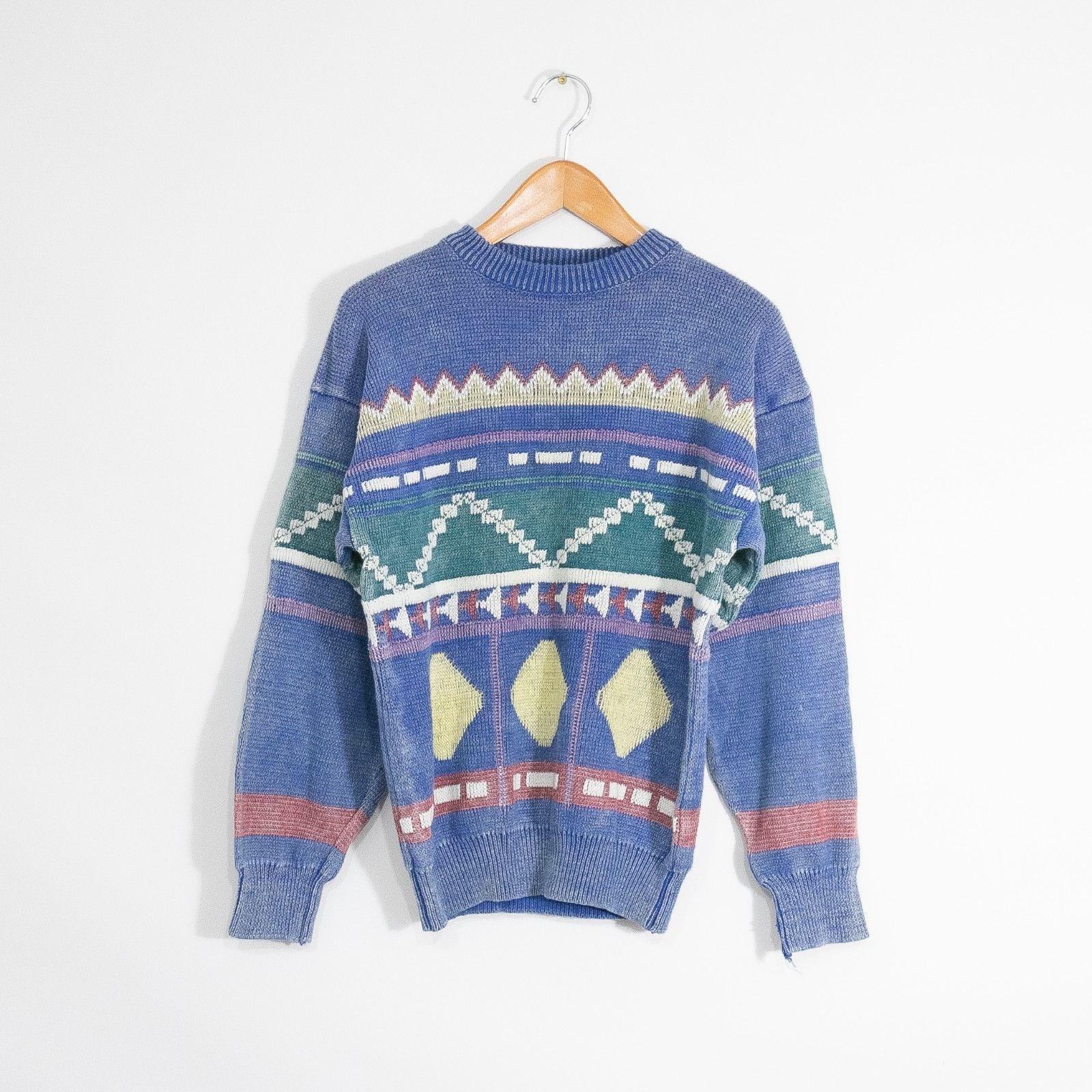 UNIONBAY Vintage 90s Unionbay Geometric Cotton Knit Sweater Small Size US S / EU 44-46 / 1 - 1 Thumbnail