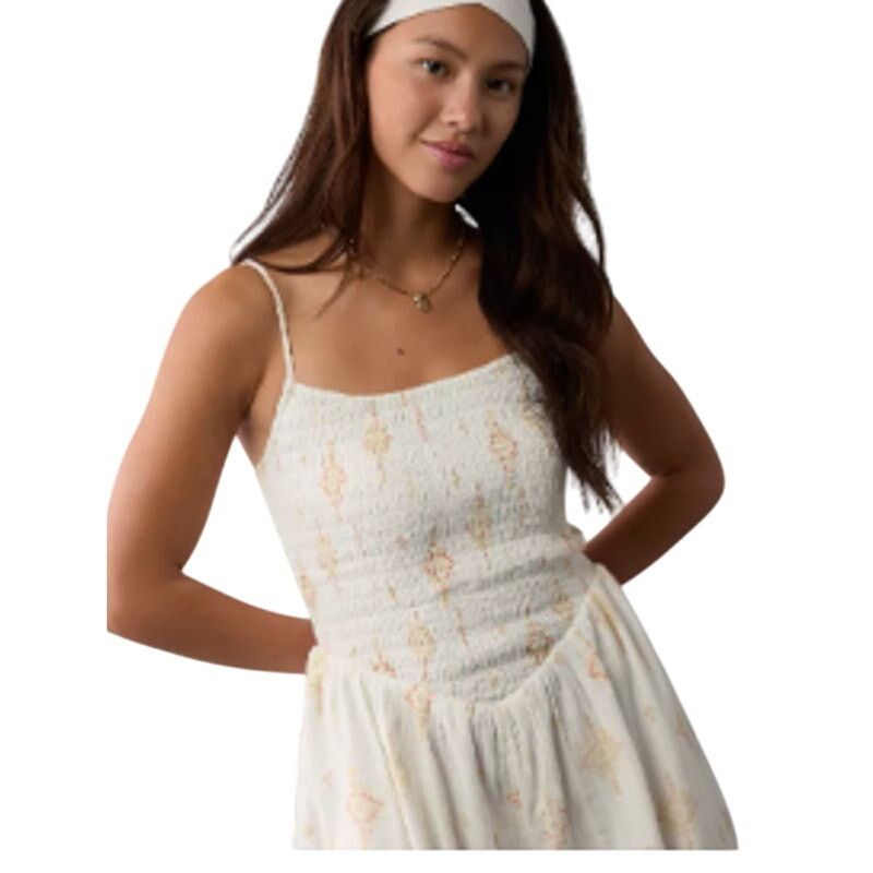 American Eagle Outfitters New American Eagle Womens Medium White Smocked Romper Size 30" / US 8 / IT 44 - 3 Thumbnail