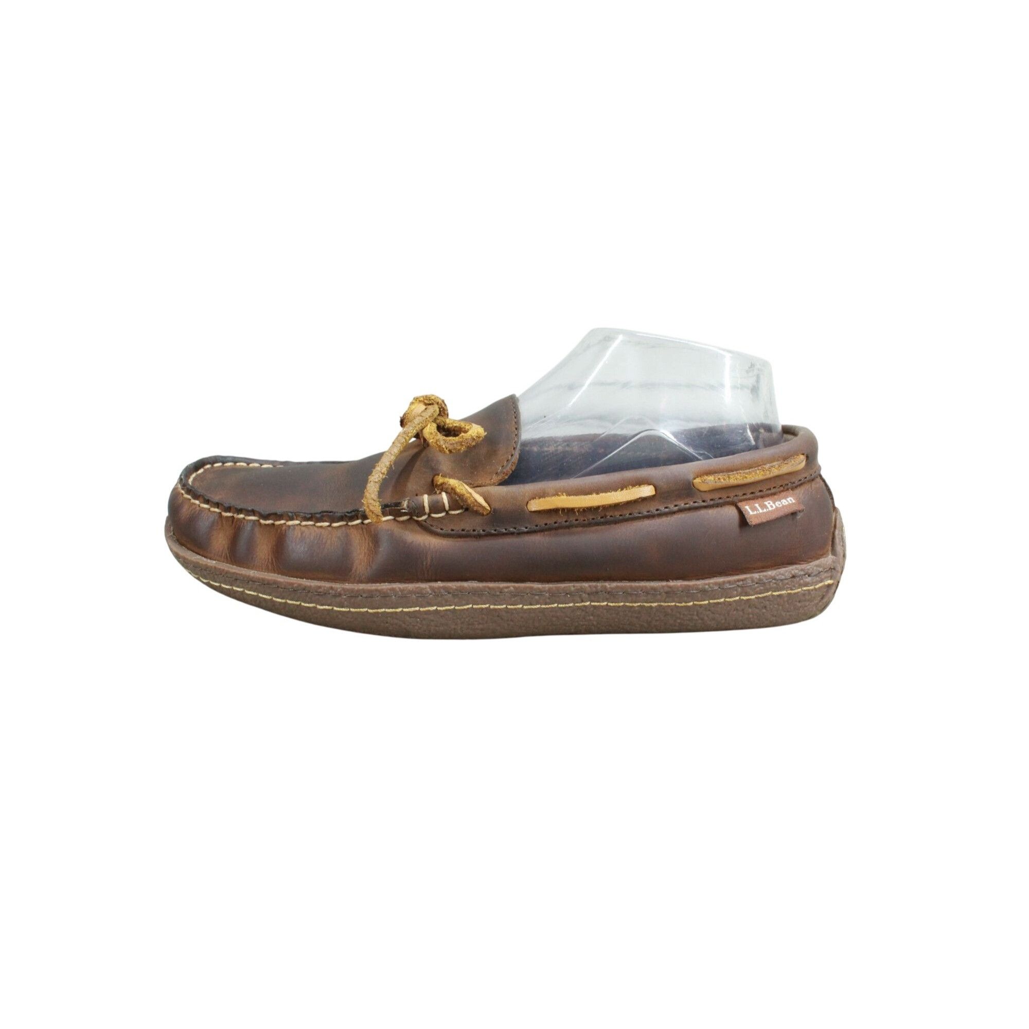 Leather LL Bean Men's Slip On Flannel-Lined Handsewn Slippers Size US 7 / EU 40 - 1 Thumbnail