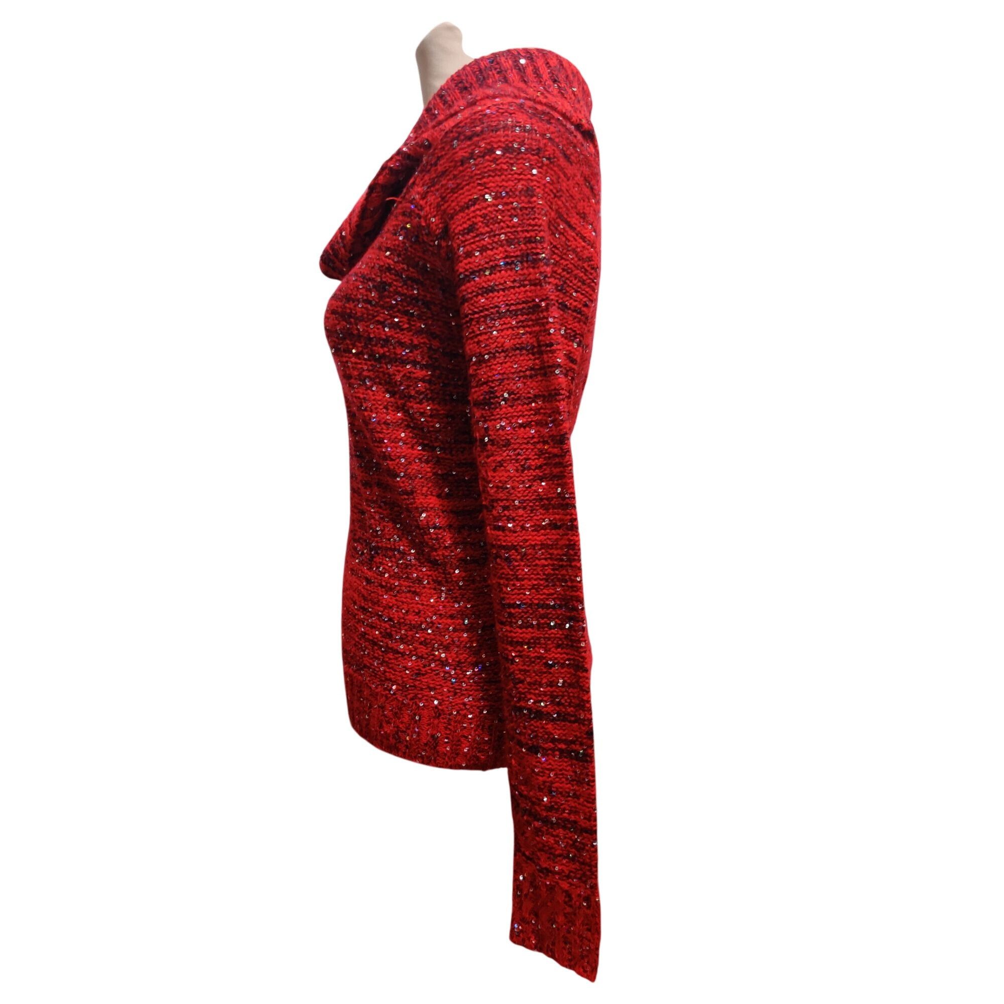 Other No Boundaries M Red Sequin Cowl Neck Sweater Shimmer Knit Of Size M / US 6-8 / IT 42-44 - 12 Thumbnail
