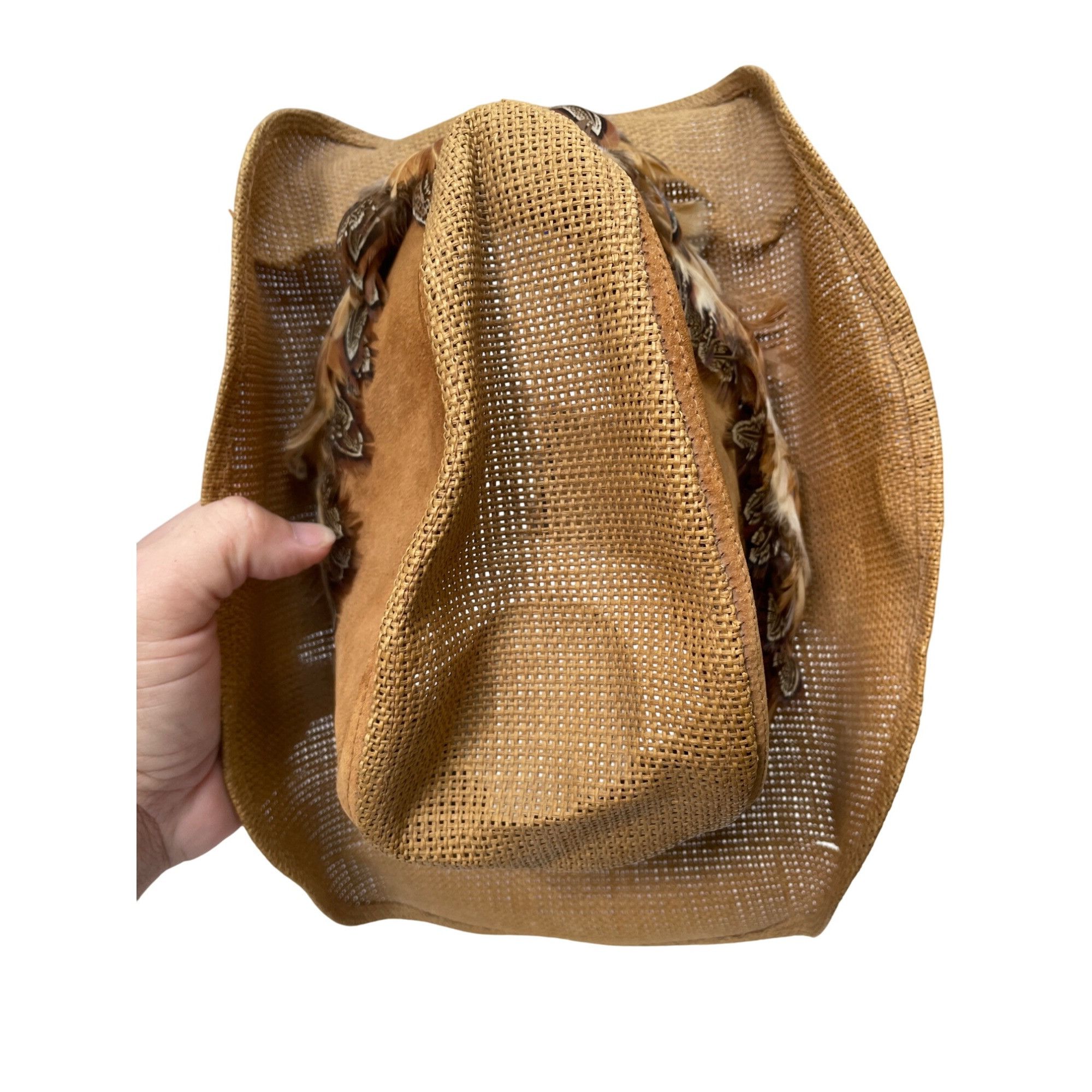 Wolverine Wolverine Western Wear Womens Brown Feathered Straw Cowboy H Size ONE SIZE - 6 Thumbnail