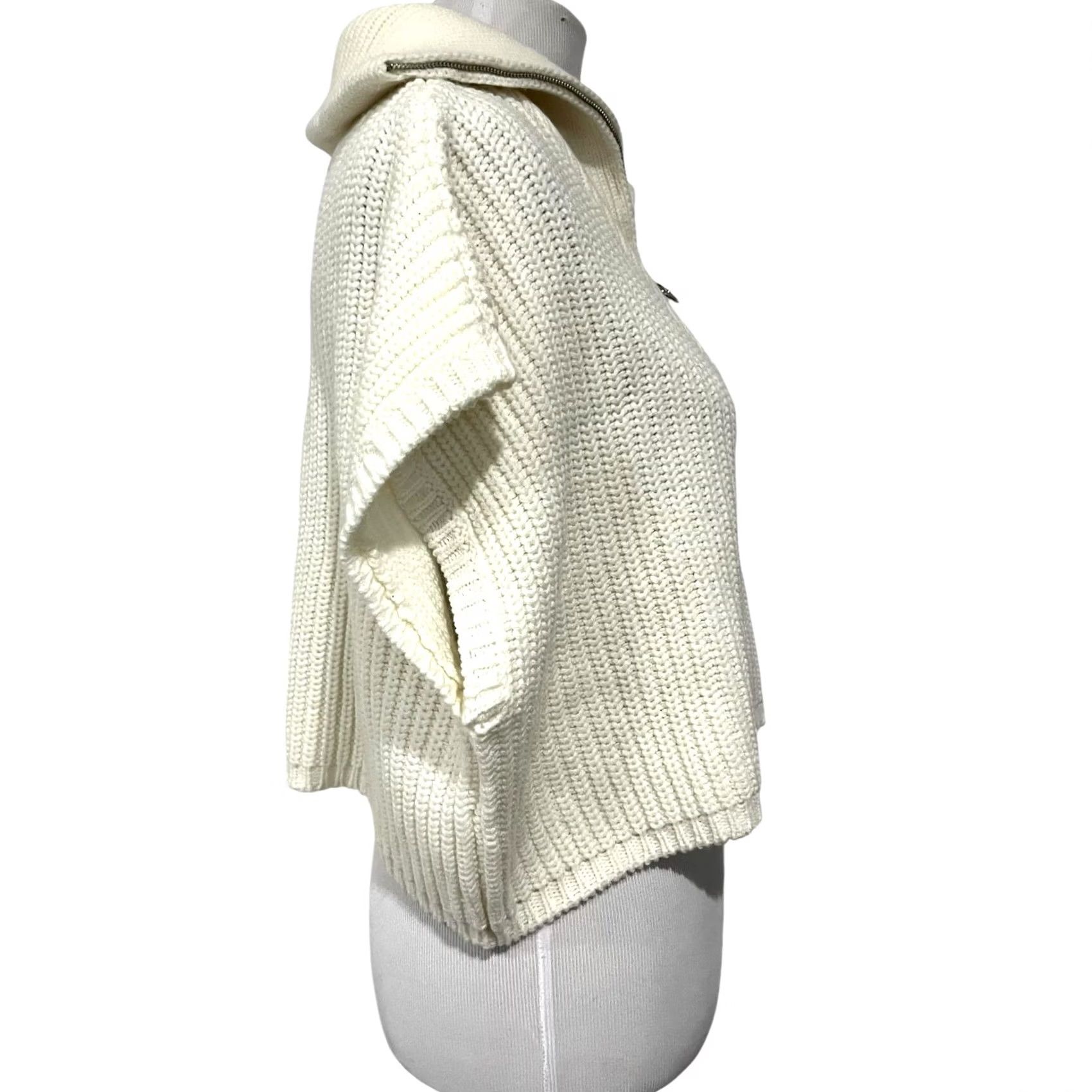 Vintage Lattelier Women’s Sweater Boxy Pullover 1/4 Zip Foldover Collar Ivory Cream Sz S Size S / US 4 / IT 40 - 5 Thumbnail