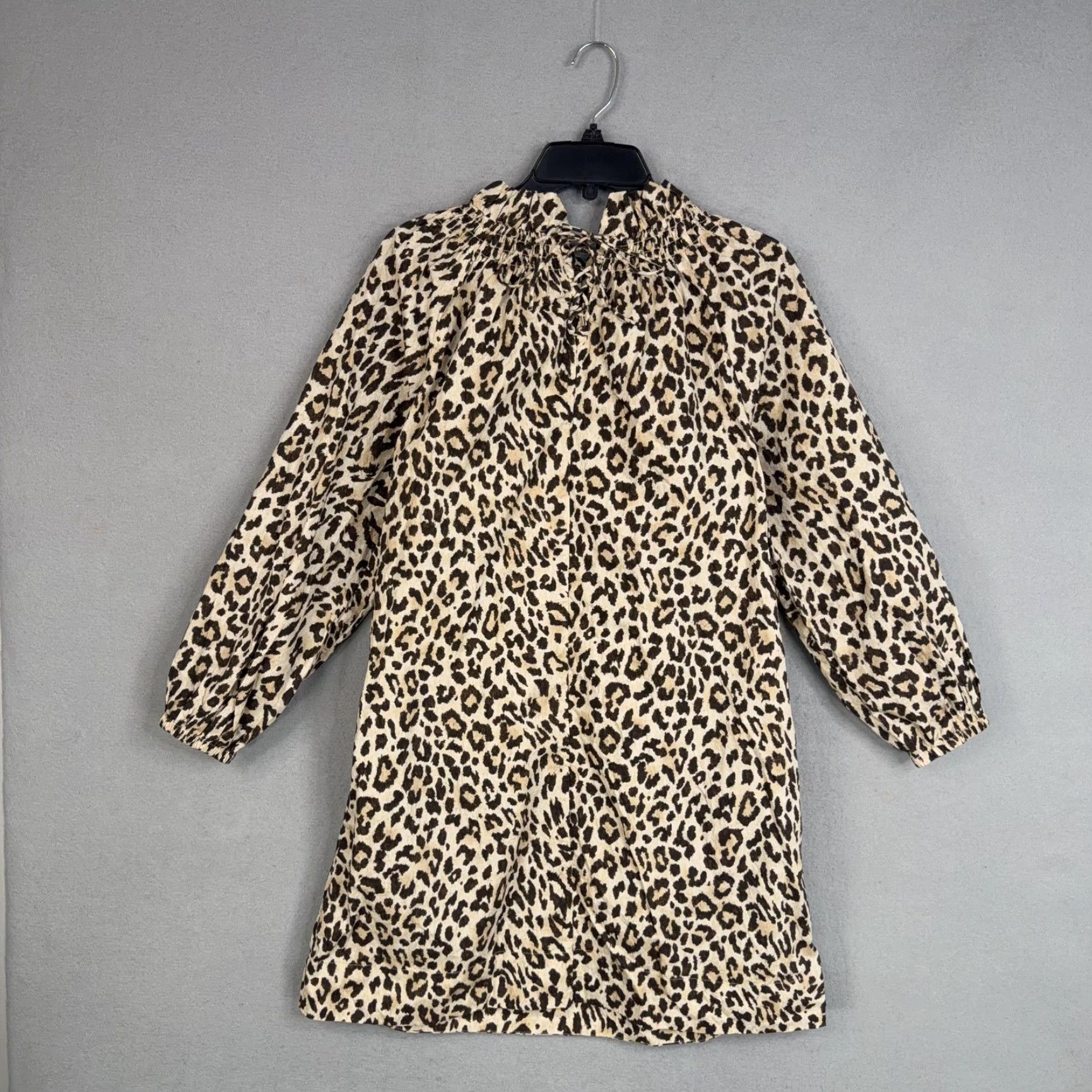 J.Crew J.CREW Dress Womens Small Brown Leopard Print Ruffle Neck Puff Sleeve Cotton T-Shirt Alternative? Size S / US 4 / IT 40 - 7 Thumbnail