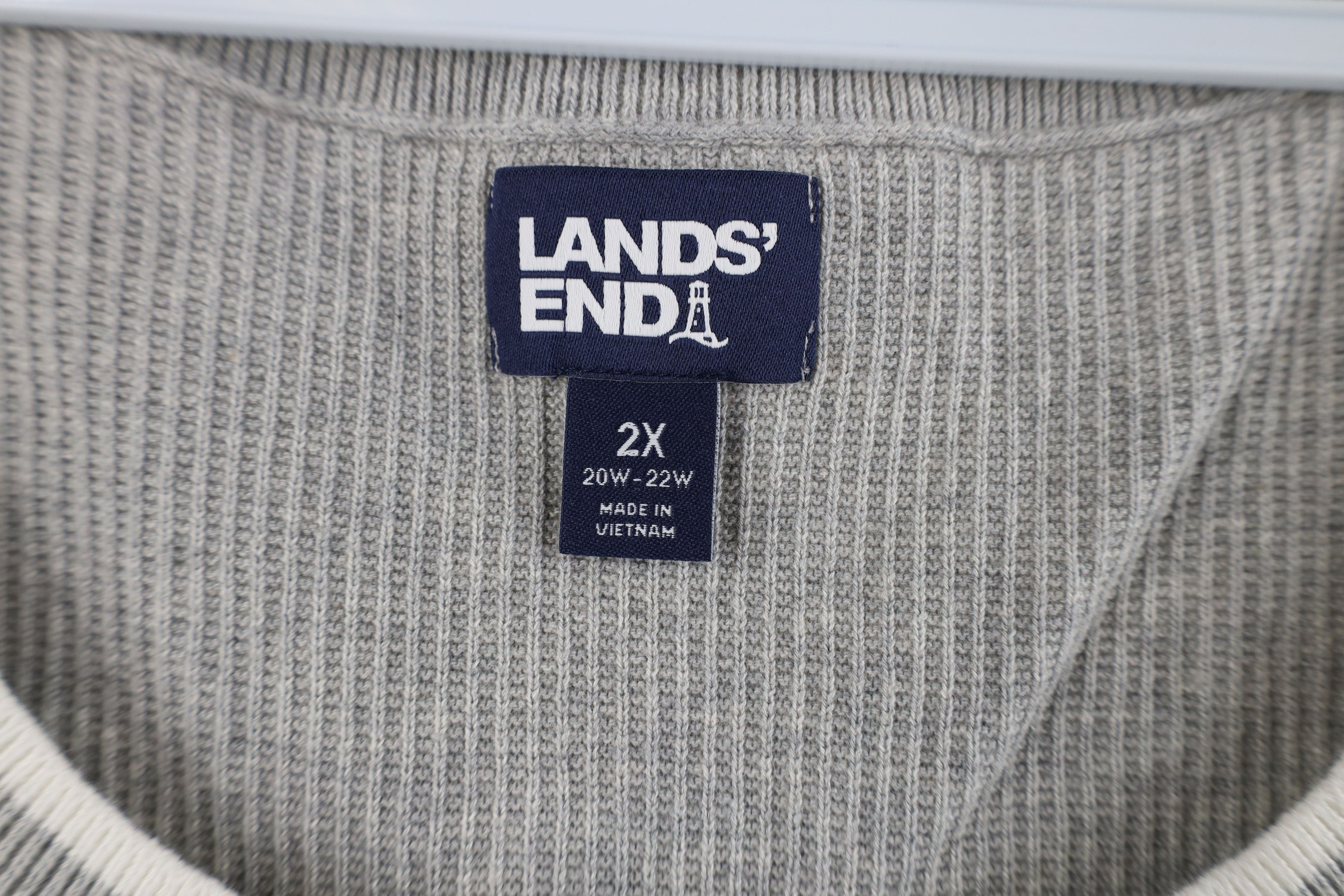 Lands' End × Vintage Vintage Lands End Blank Cotton Ribbed Knit Sweater Vest Gray Size XXL / US 16-18 / IT 52-54 - 4 Thumbnail