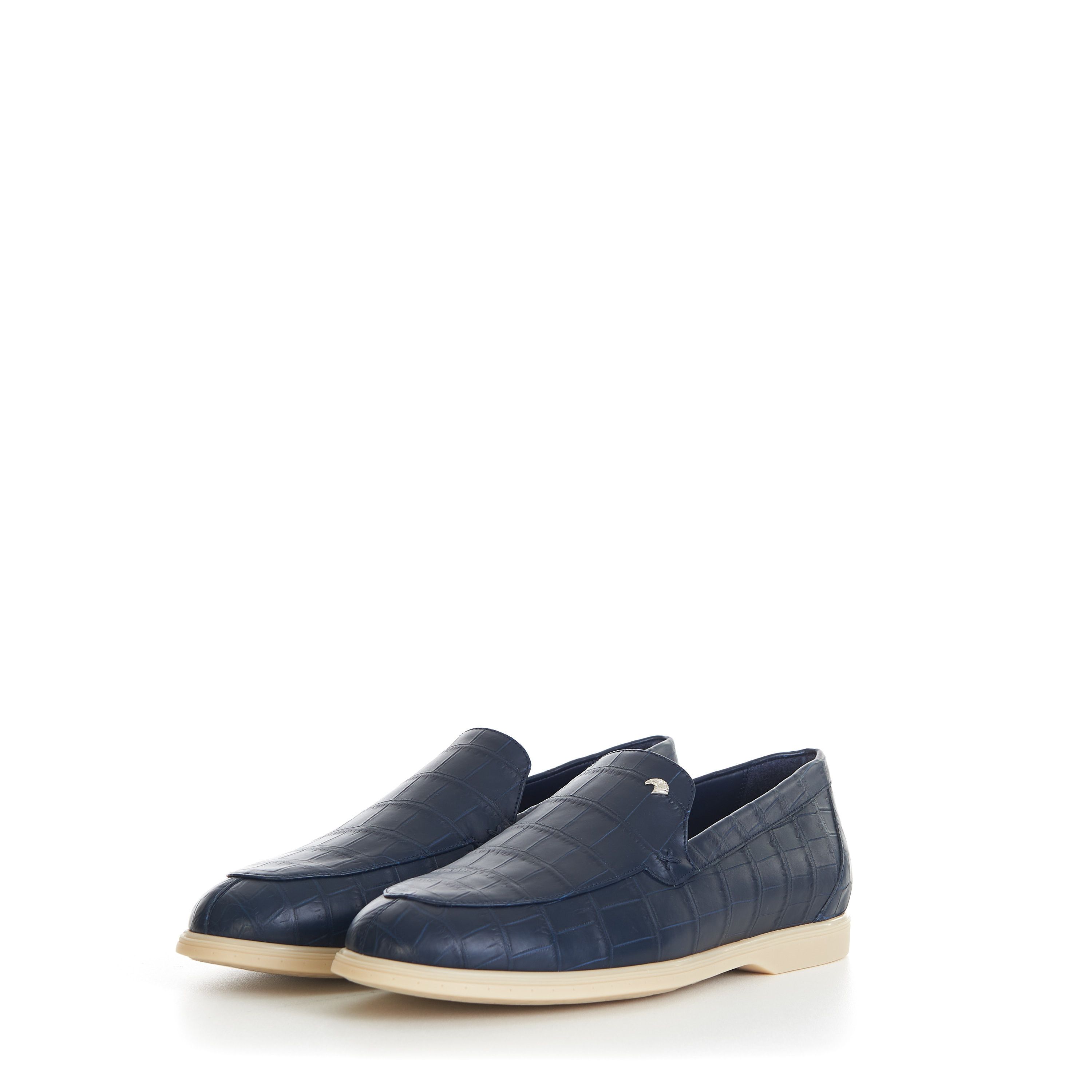 Stefano Ricci Blue Matted Crocodile Leather Loafers Size US 10 / EU 43 - 4 Thumbnail