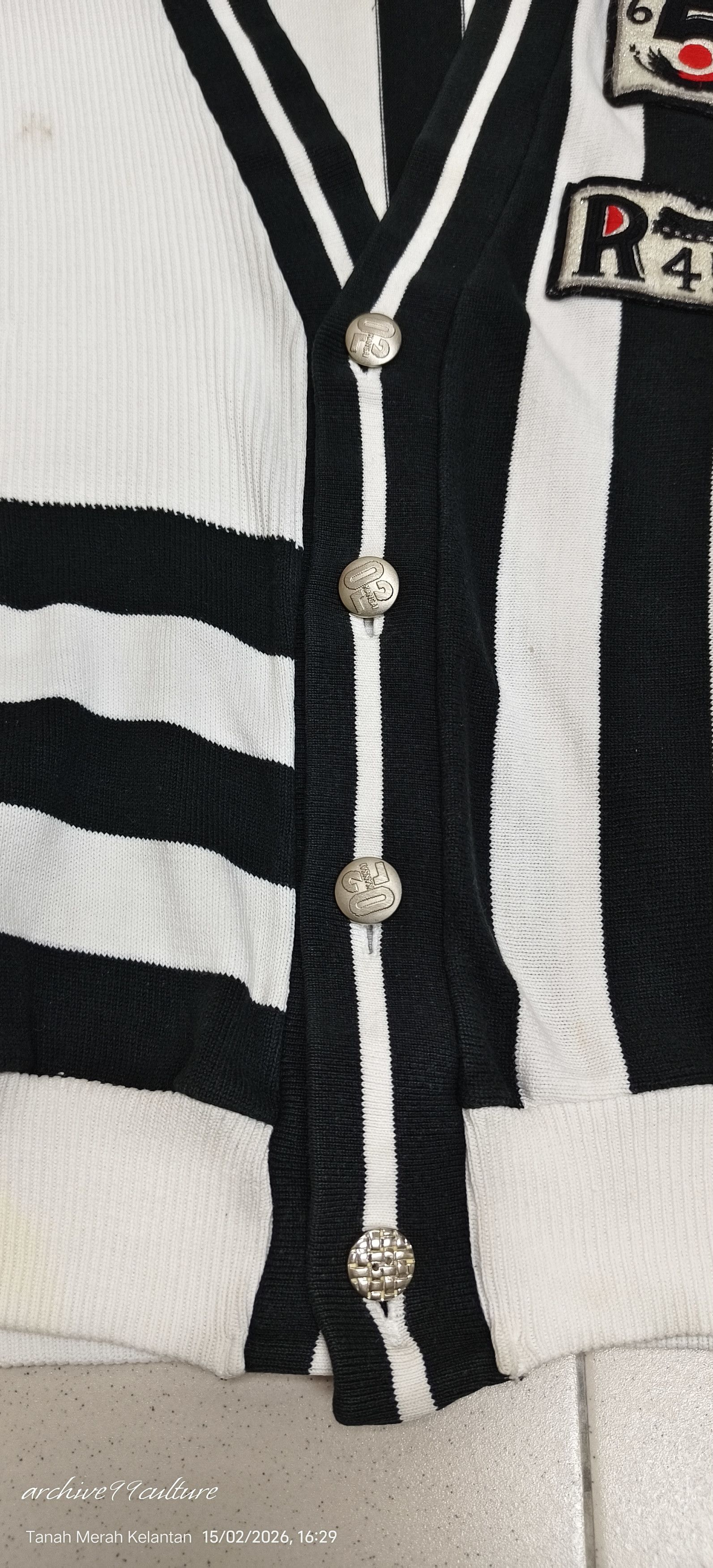 Kansai Yamamoto Vintage Kansai Yamamoto O2 Asymmetric Striped Cardigan Japan Size US M / EU 48-50 / 2 - 9 Thumbnail