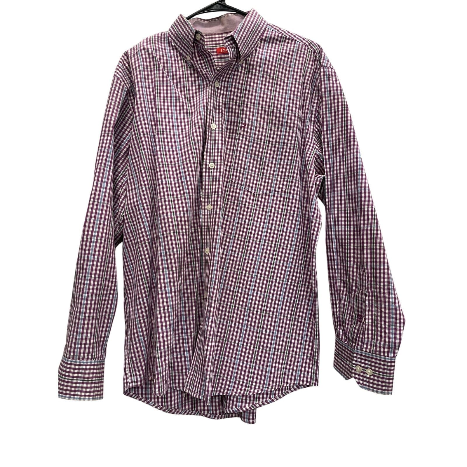 Izod IZOD purple plaid men's long sleeve button up L Size US L / EU 52-54 / 3 - 1 Thumbnail