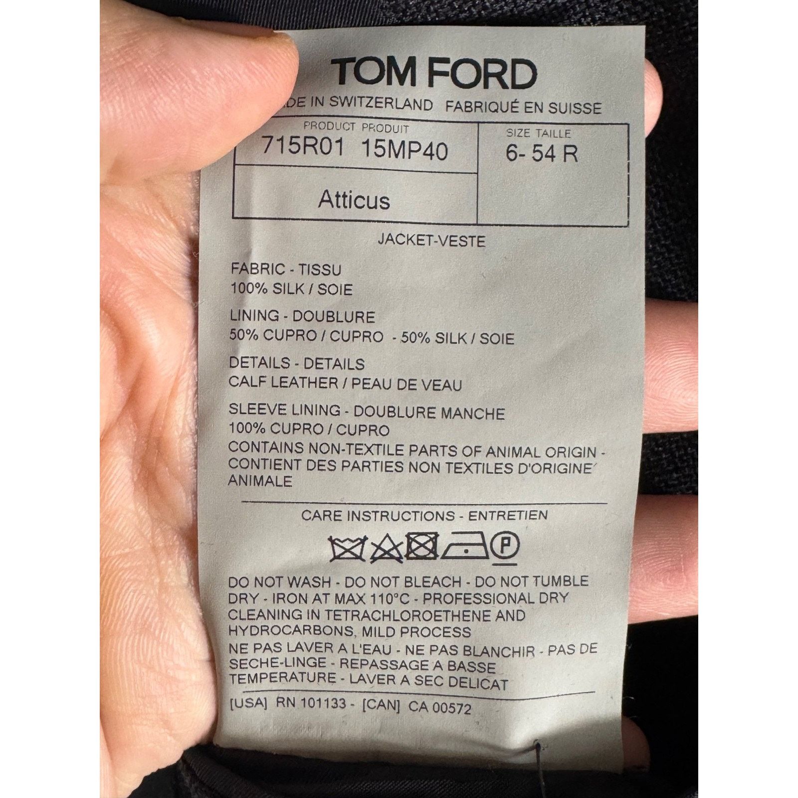 Tom Ford Tom Ford Atticus Silk Leather Black Blazer Storm Collar 44R Size 44R - 3 Thumbnail