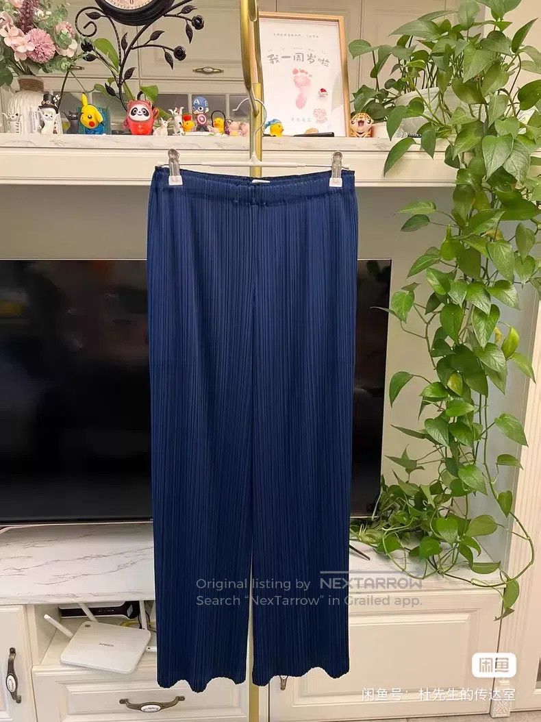 Issey Miyake Issey Miyake Peacock Blue Wide Leg Pants Size 25" / US 0 / IT 36 - 1 Thumbnail