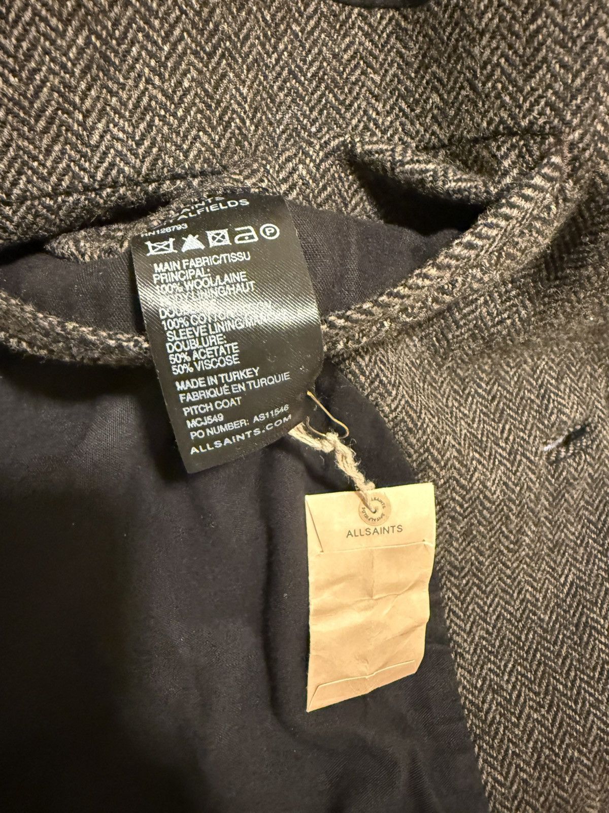 Allsaints AllSaints Pitch Coat — Charcoal Herringbone | Size 44 (XL) Size US XL / EU 56 / 4 - 3 Thumbnail