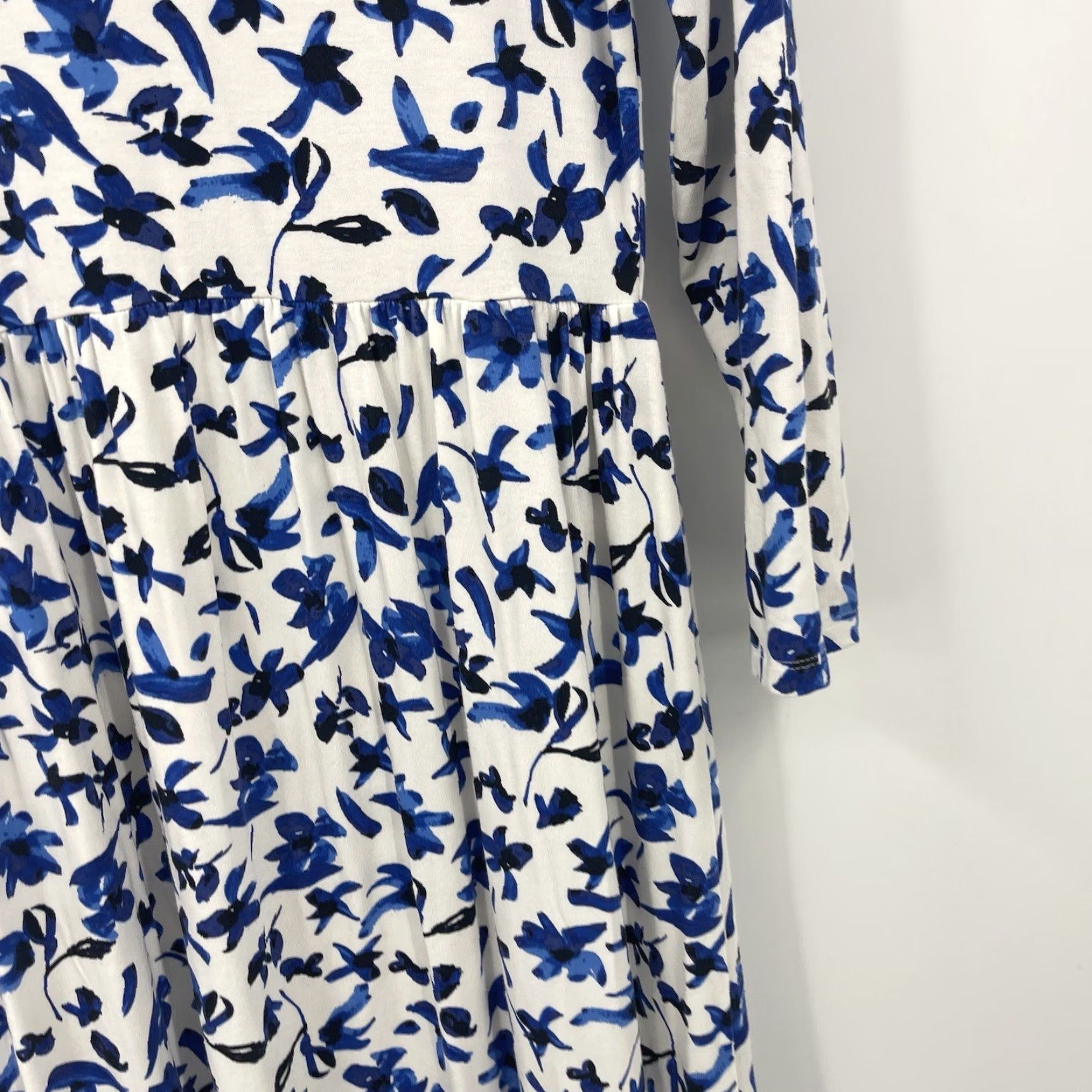 Vintage Sonnet James Women's XS Blue Floral Midi Dress Long Sleeve Scoop Neck Casual Party Cottagecore Size XS / US 0-2 / IT 36-38 - 4 Thumbnail