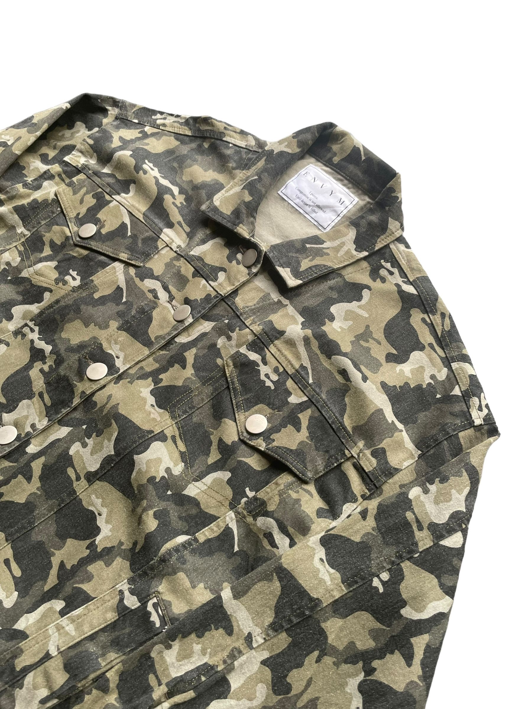 Japanese Brand Envym Camouflage Womens Trucker Jacket Size L / US 10 / IT 46 - 2 Thumbnail
