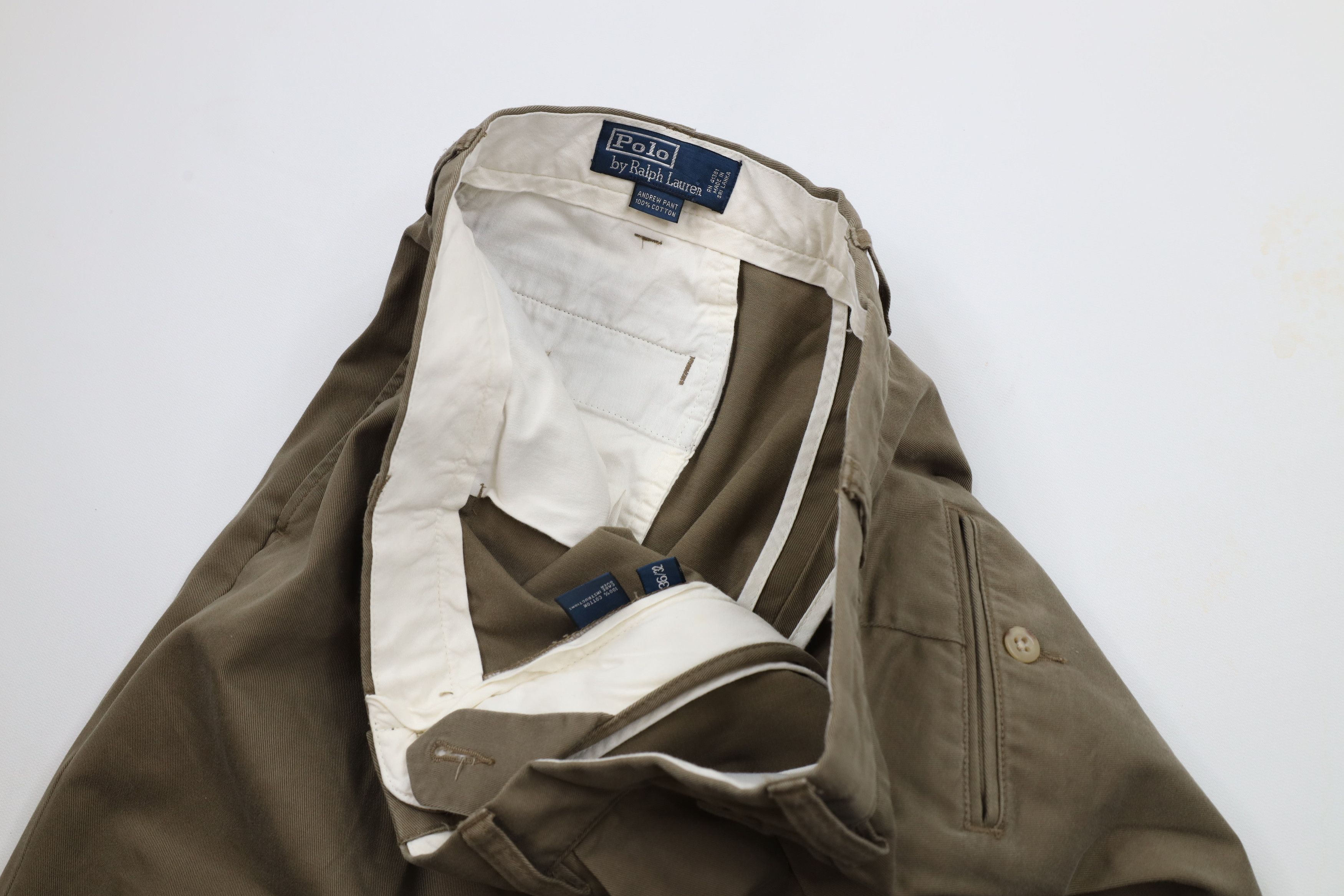 Ralph Lauren × Vintage Vintage 90s Ralph Lauren Wide Leg Chino Pants Drab Brown Size US 36 / EU 52 - 8 Thumbnail