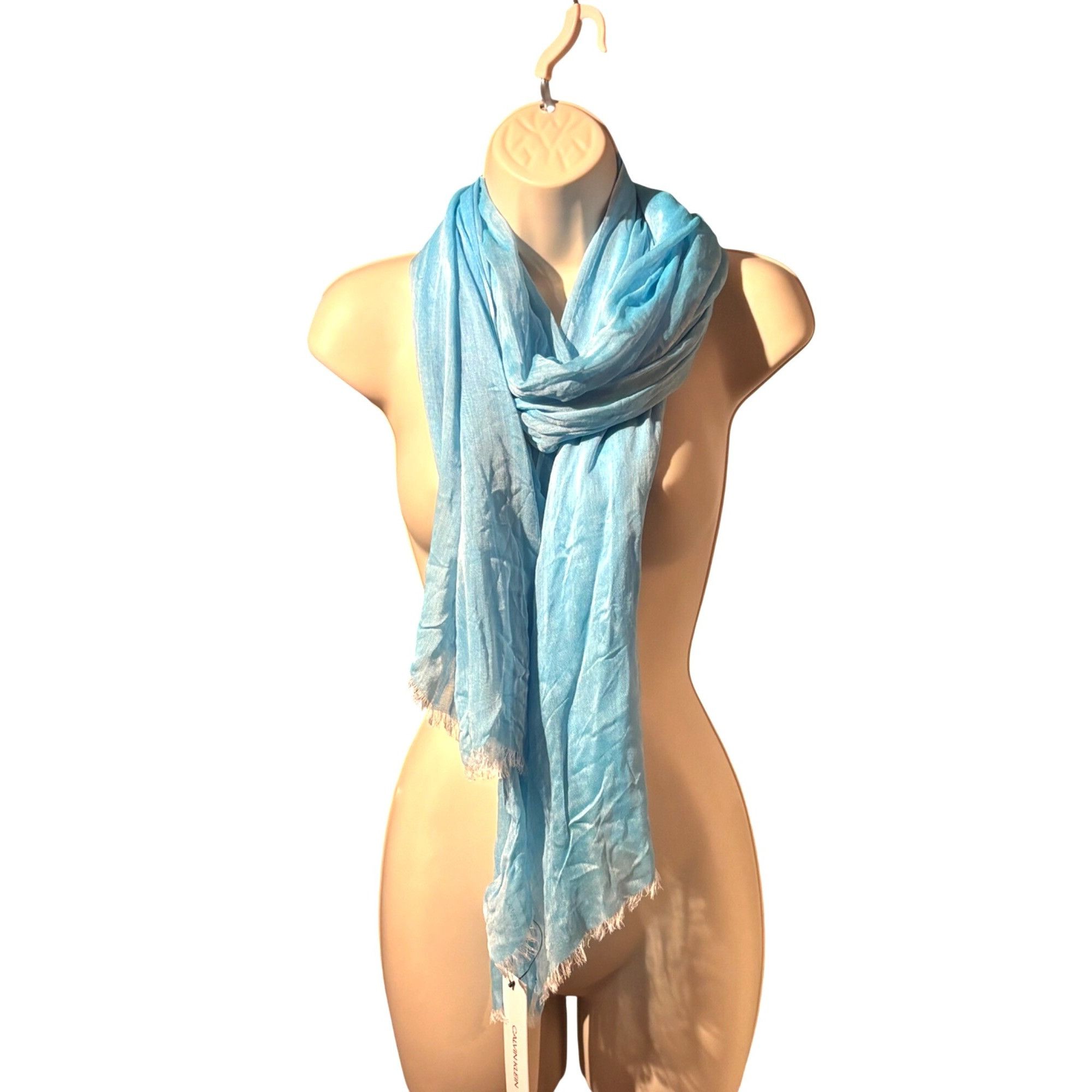 Other Calvin Klein Chambray Woven Scarf, Ocean Blue, OS Size ONE SIZE - 9 Thumbnail
