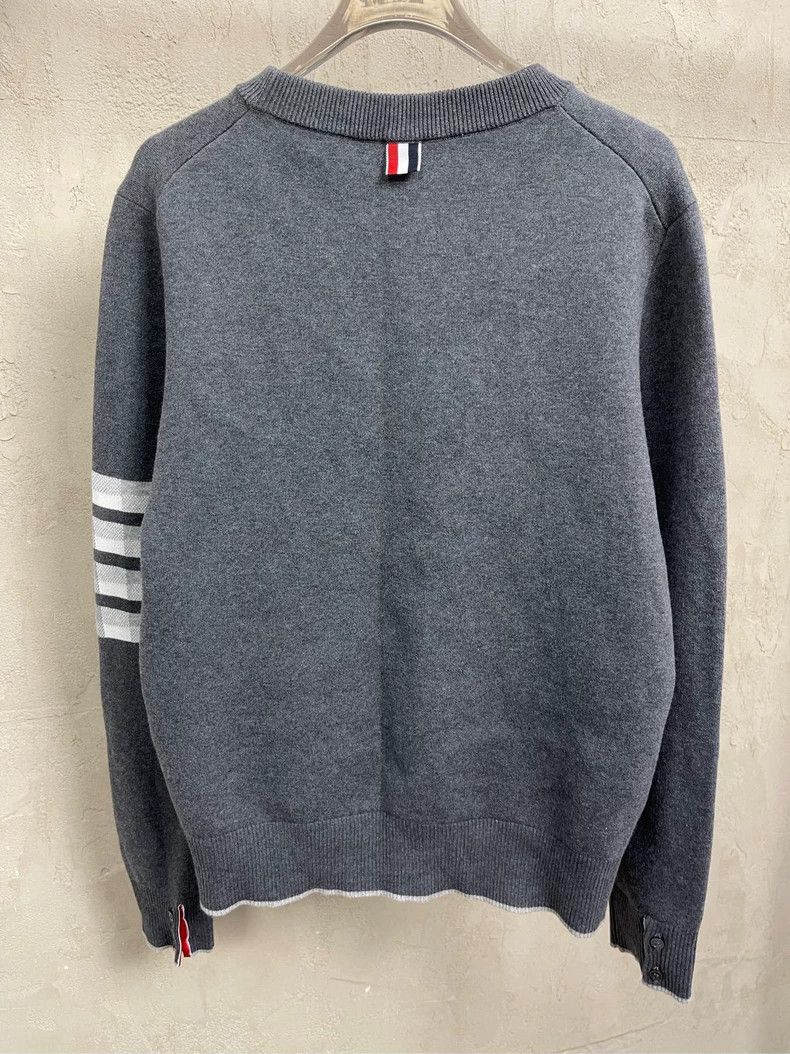Thom Browne Thom Browne size2 Gray four stripe puppy knit round neck sw Size US M / EU 48-50 / 2 - 3 Thumbnail